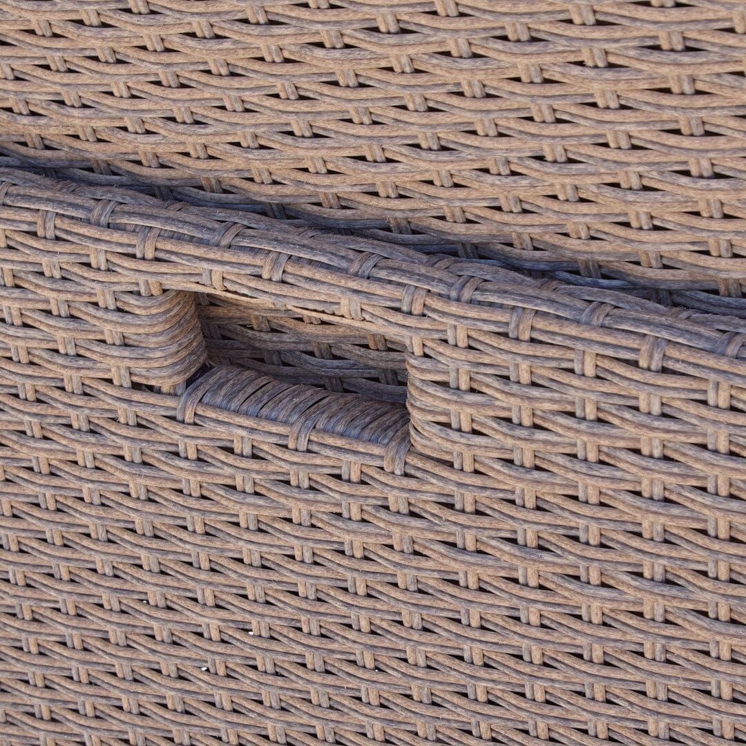 Cube 10 Seater Rattan Outdoor Dining Set with Grey Parasol- Natural Brown Weave Polywood Top - Image 8