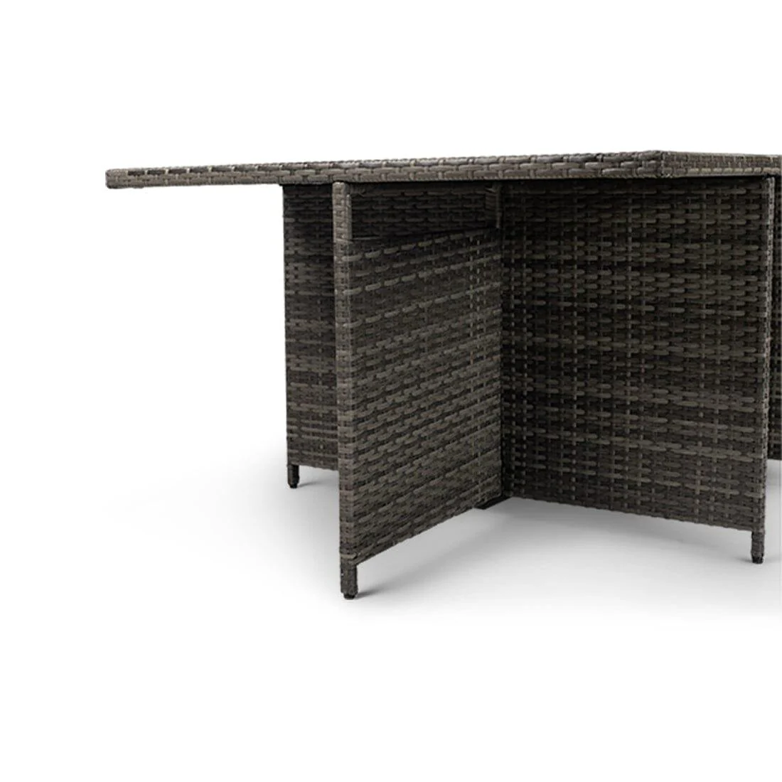 Cube 10 Seater Rattan Outdoor Dining Set - Grey Weave Polywood Top - Image 6