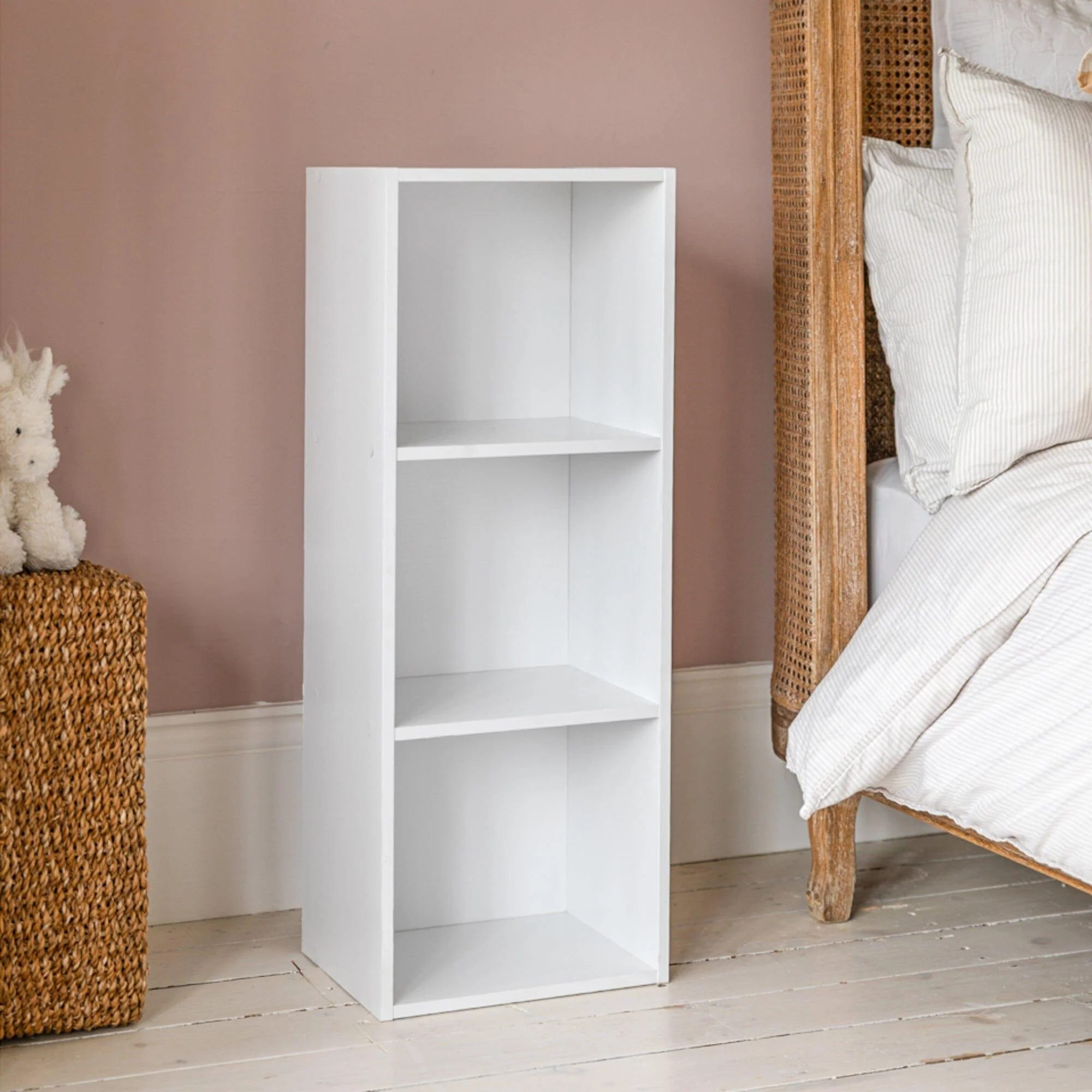 Cara 3 Tier Storage Unit - Chalk White Bookcase - Image 3