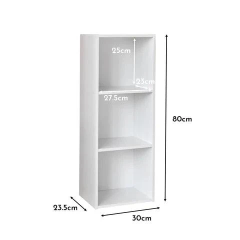 Cara 3 Tier Storage Unit - Chalk White Bookcase - Image 4