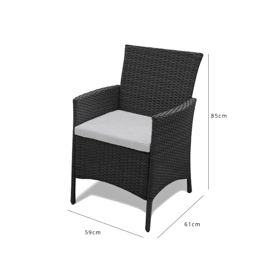 Kemble 4 Seater Rattan Round Garden Dining Table & Chair Set - Black - Image 12