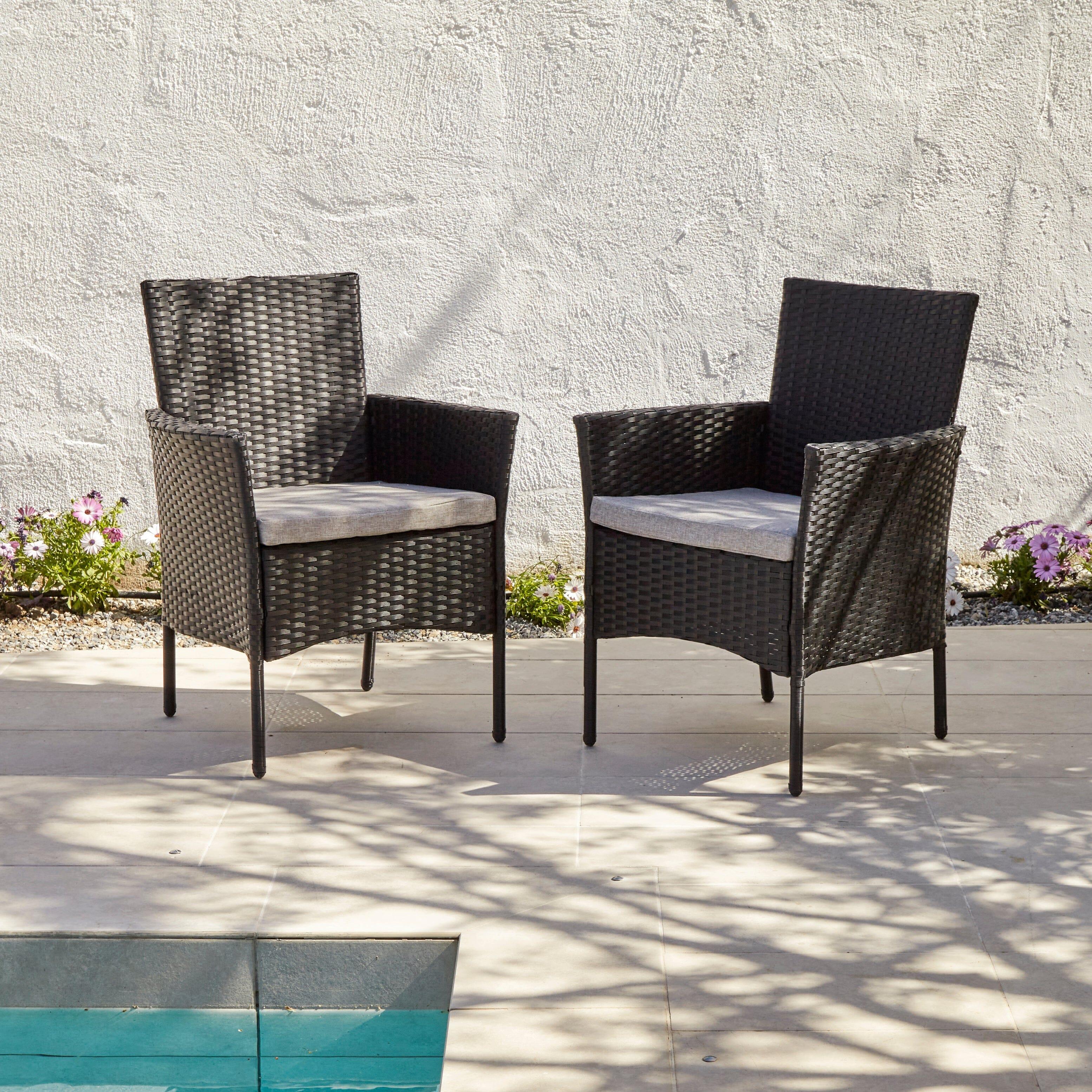 Kemble 4 Seater Rattan Round Garden Dining Table & Chair Set - Black - Image 8