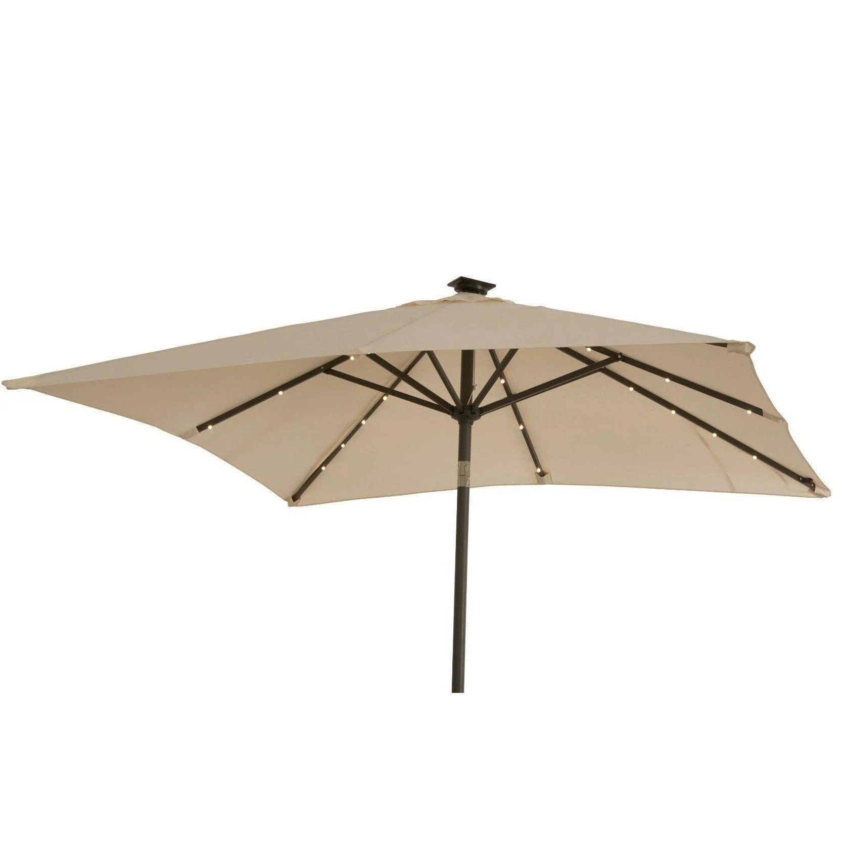 Marston 6 Seater Rattan Garden Dining Set with Cream LED Premium Parasol - Grey - Glass Top - Image 7
