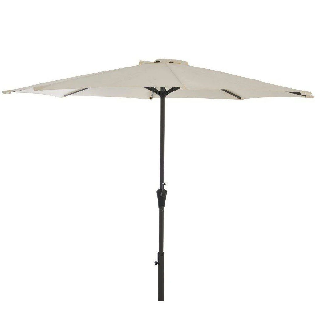 Kemble 6 Seater Rattan Round Garden Dining Set with Cream Parasol - Black Weave - Image 8