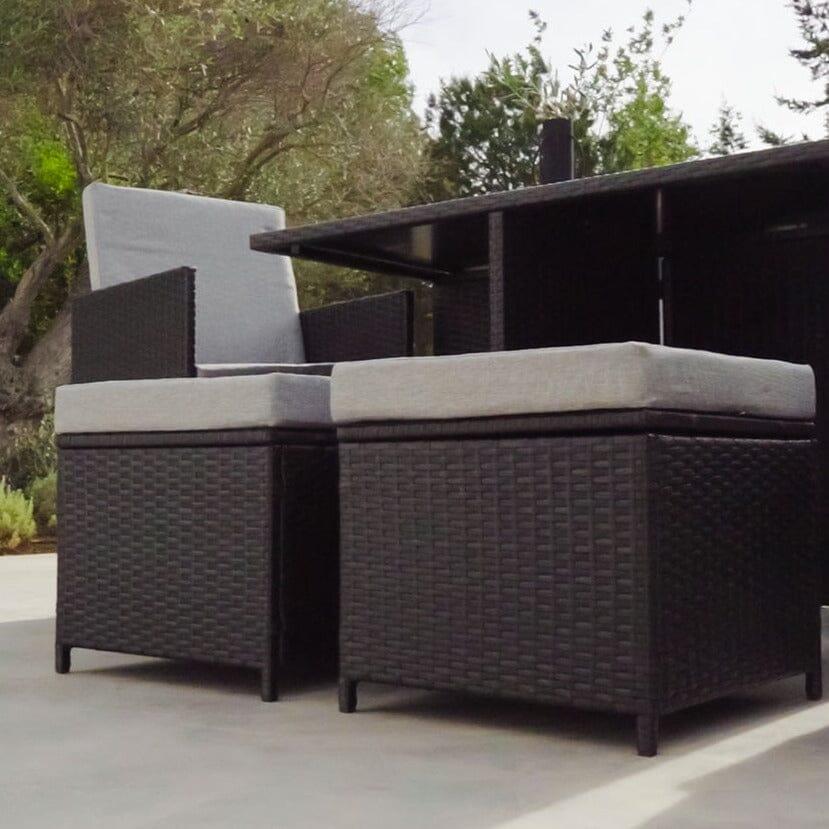 Outlet - 8 Seater Rattan Cube Outdoor Dining Set - Black Weave Polywood Top - Image 3