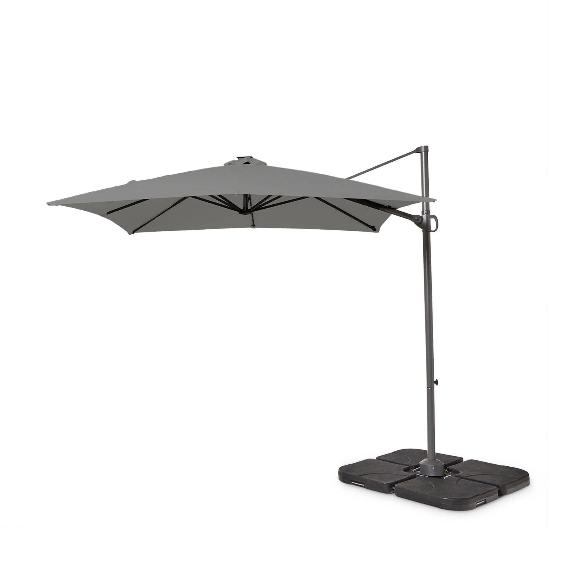 Aston 9 Seater Rattan Corner Sofa Set with Grey LED Premium Cantilever Parasol - Grey - Image 8