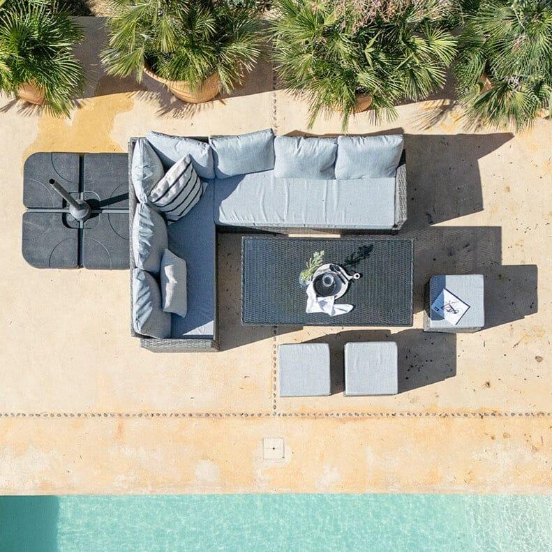 Aston 9 Seater Rattan Corner Sofa Set with Grey Lean Over Parasol - Grey - Image 6