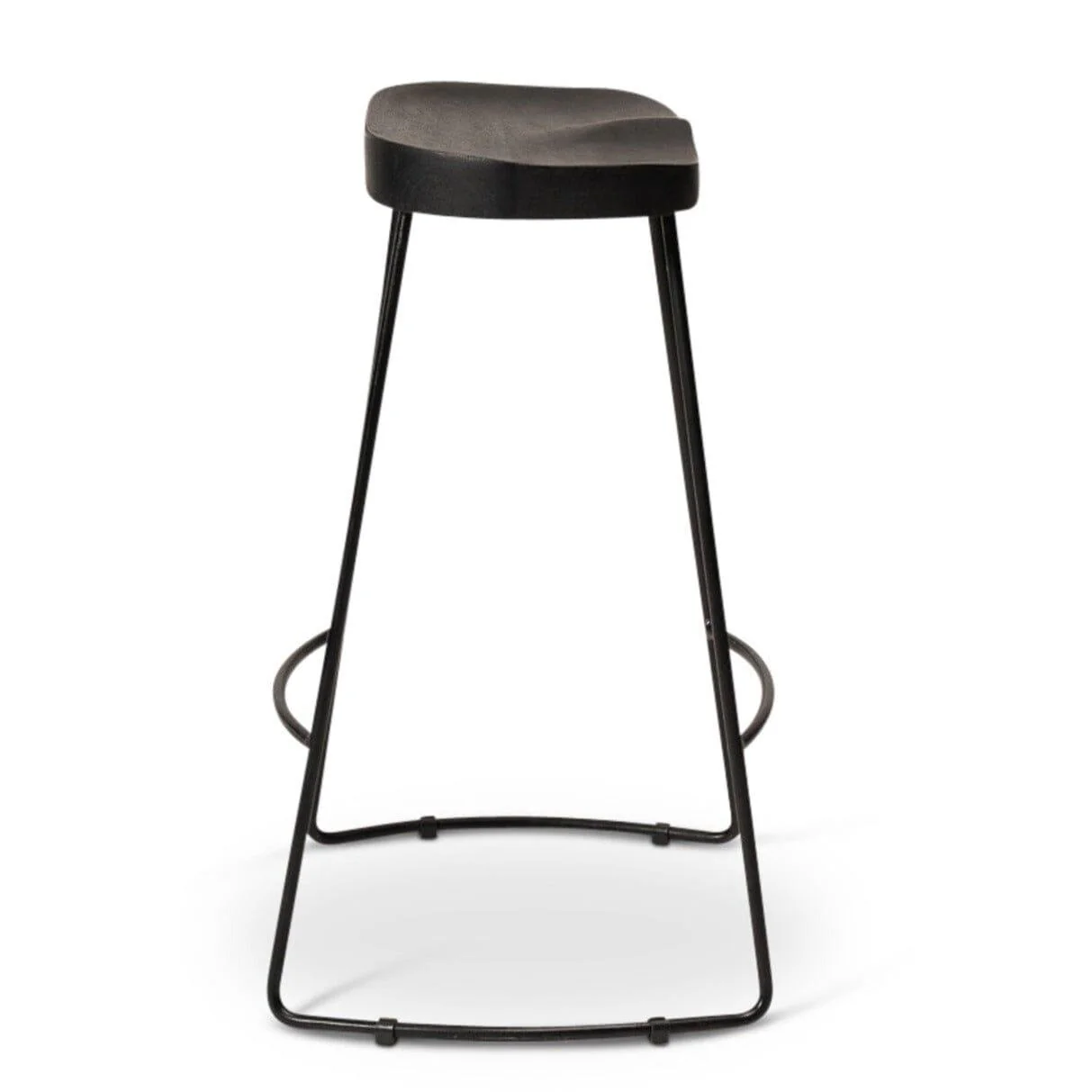 Outlet - Aiden Black Mango Wood Backless Bar Stool - Set of 2 - Image 7