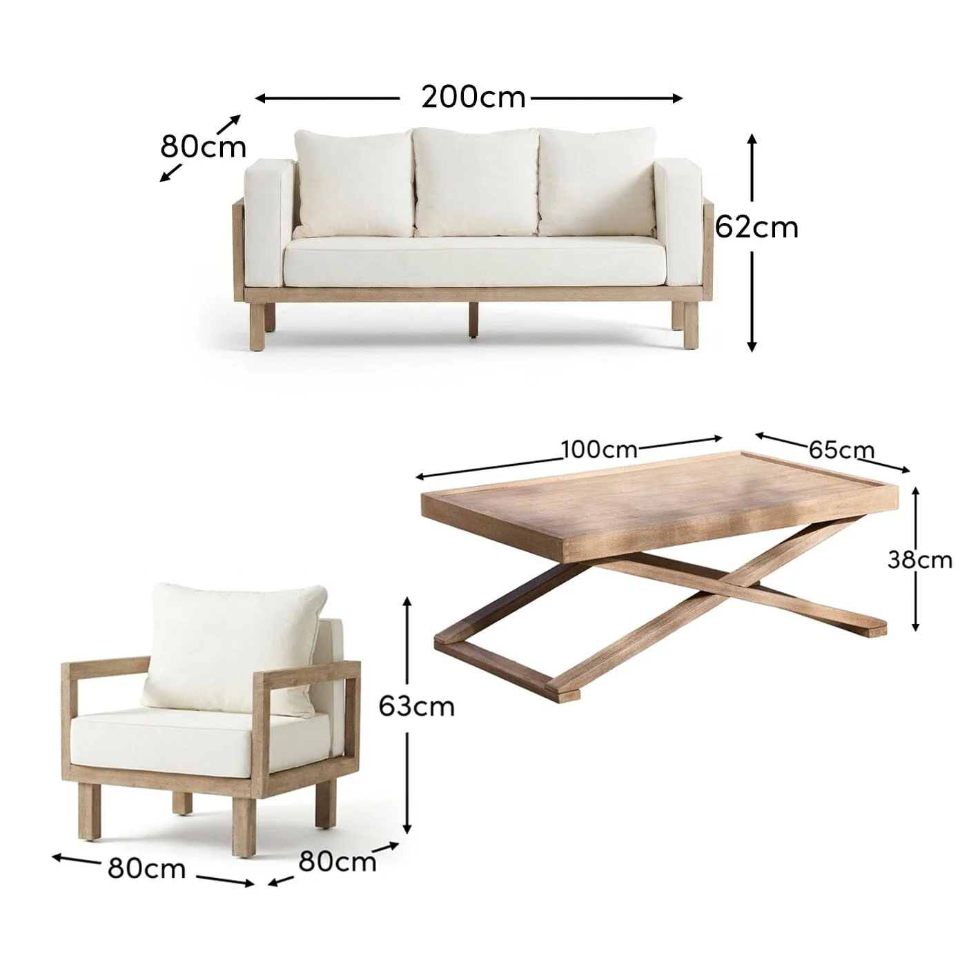 Akira 8 Seater Wooden Garden Set with Coffee - Image 14