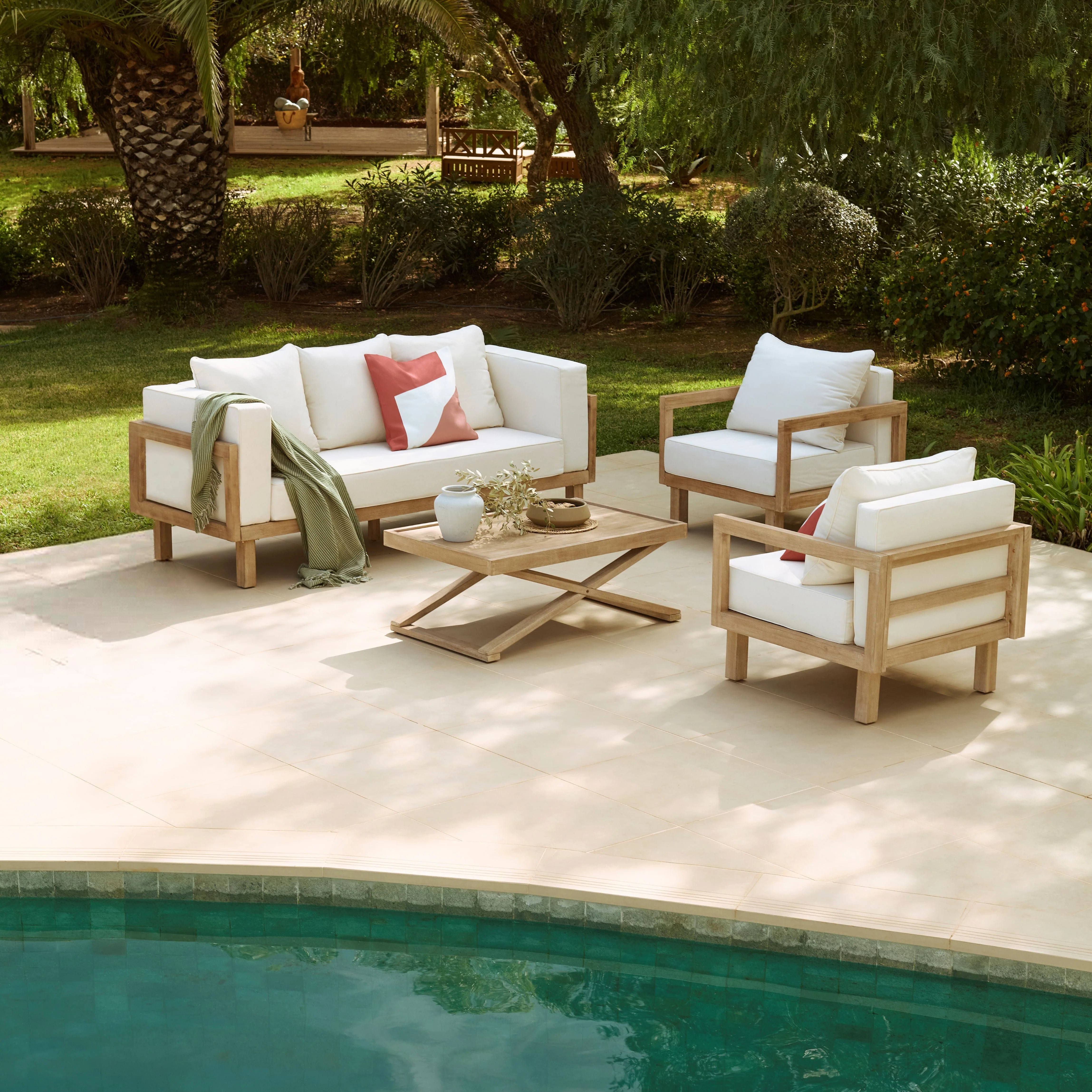 Akira 5 Seater Wooden Garden Set with Coffee Table - Image 5