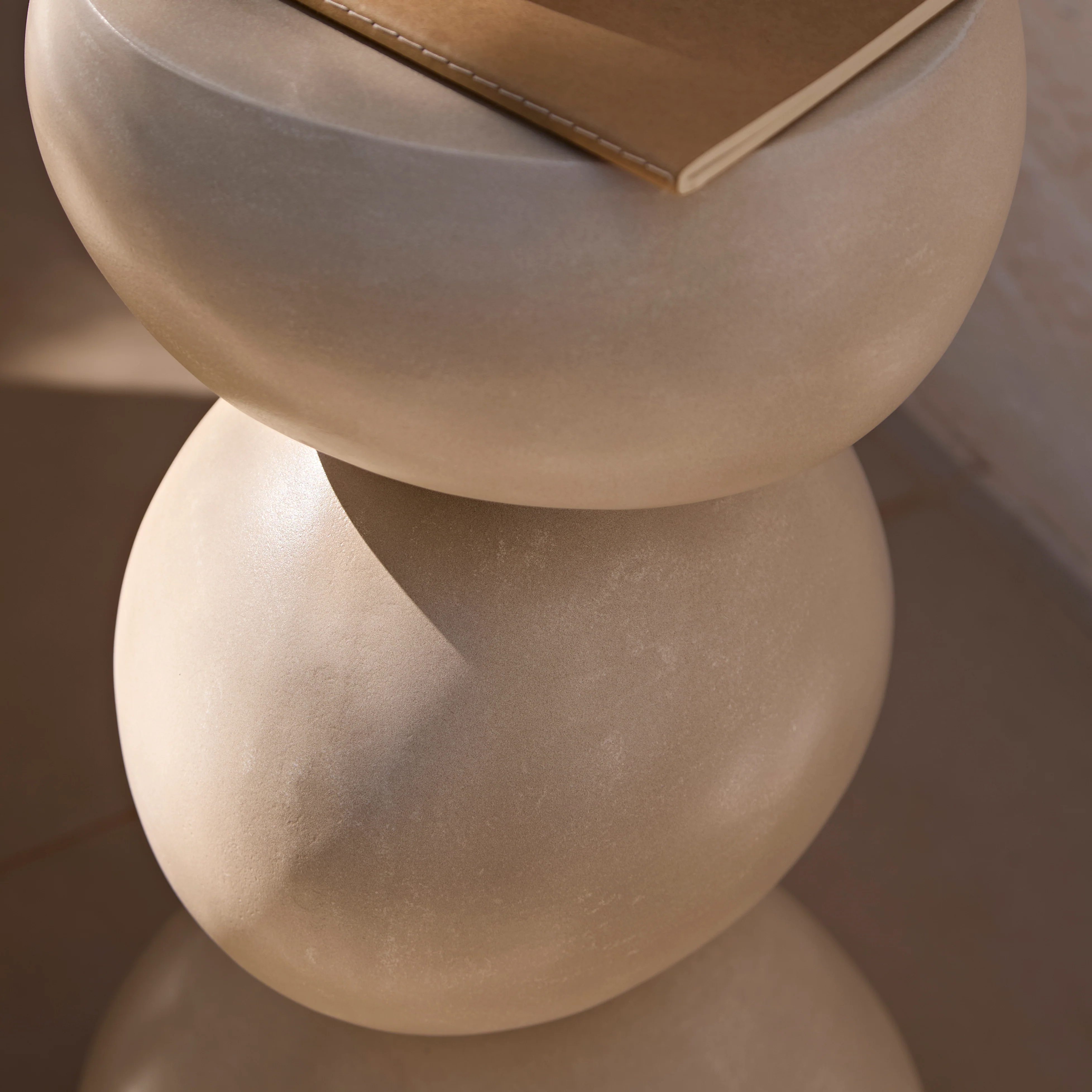 Alder Small Concrete Garden Side Table - Sand - Image 4