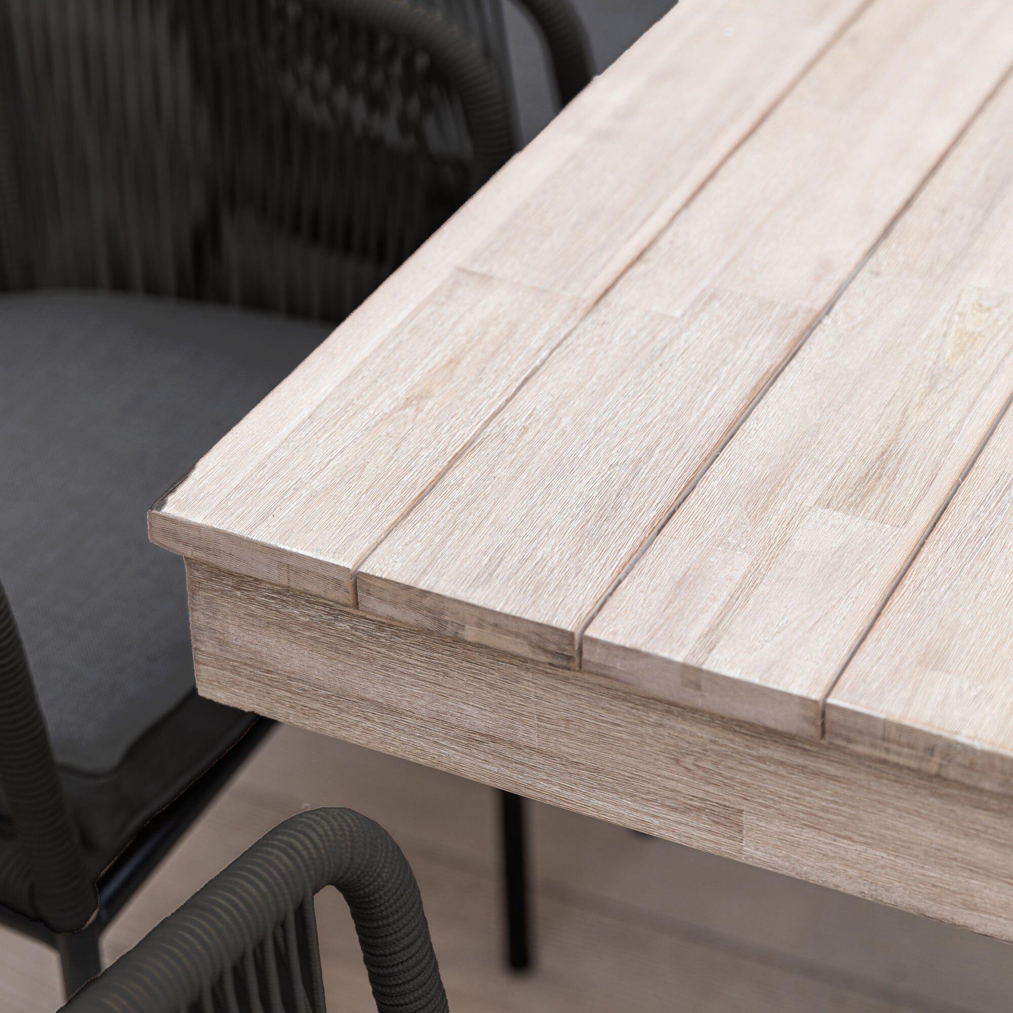 Amelia 8 Seater Wooden Garden Dining Set with 8 Hali Black Chairs - Light Brushed Acacia with Black Legs - Image 6