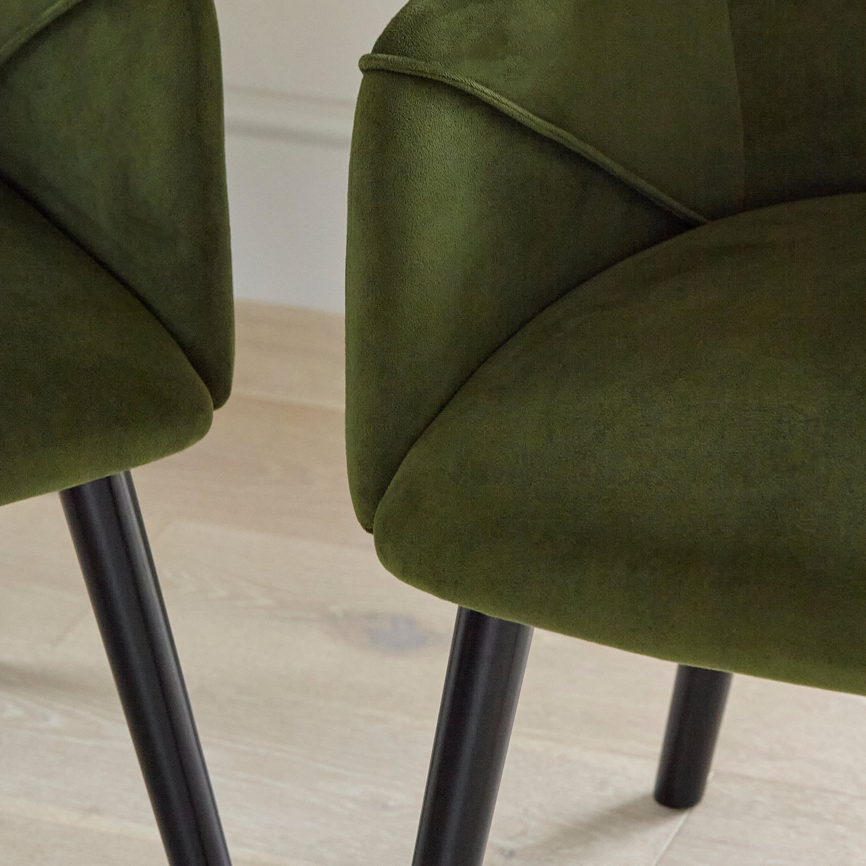 Jade Mango Wood Rectangular Dining Table Set - 6 Seater - Freya Fern Green Armchairs with Black Legs - Image 7
