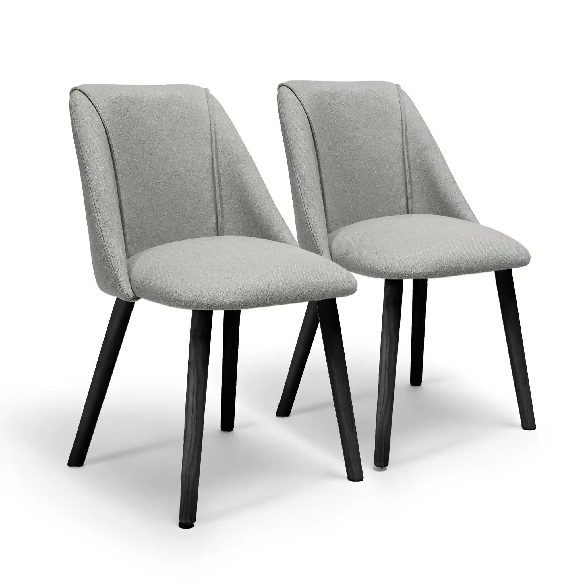 Amelia Whitewash Extendable Dining Table Set - 6 Seater - Freya Fossil Dining Chairs - Black Legs - Image 3