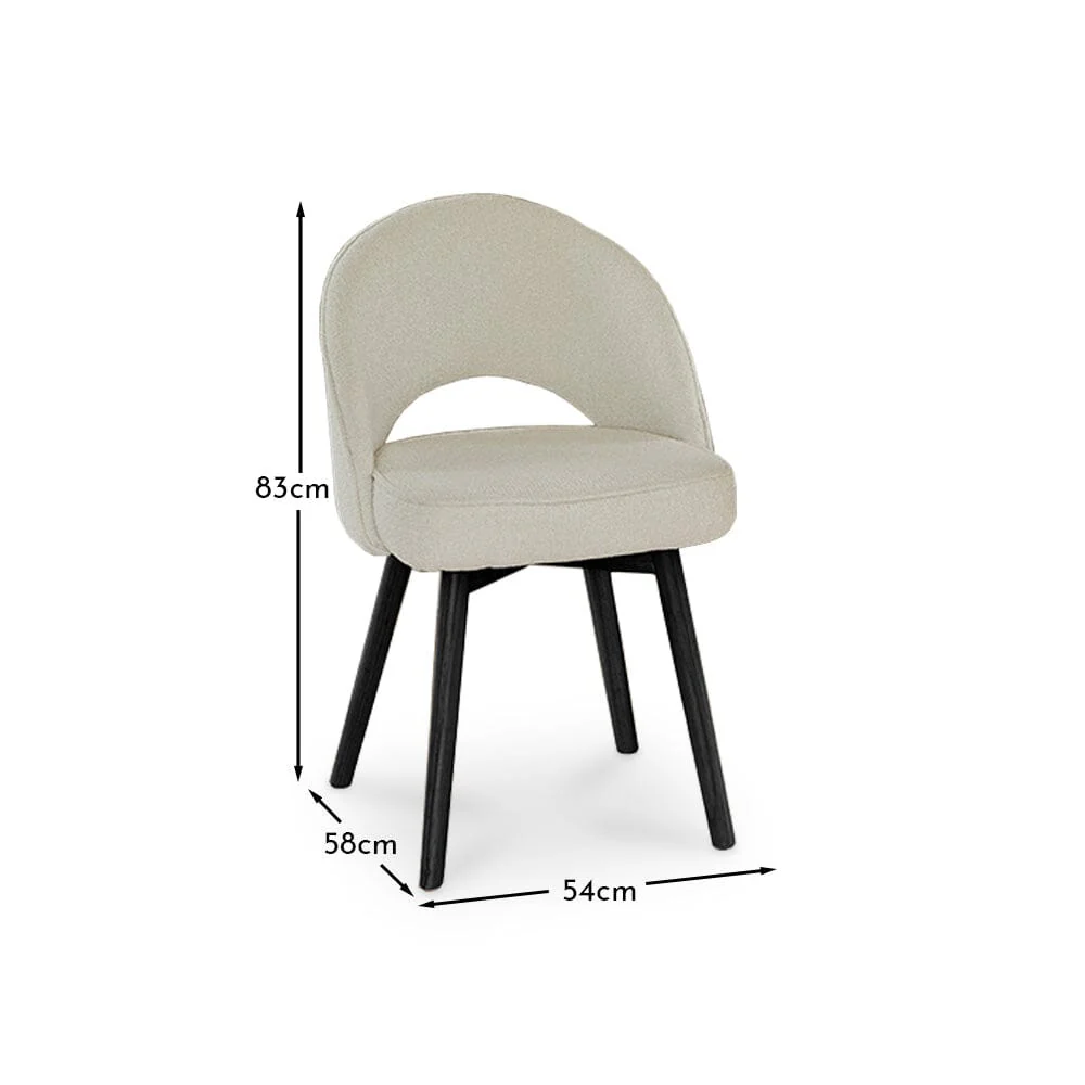 Amelia Black Dining Table Set - 6 Seater - Marilyn Boucle Dining Chairs - Black Legs - Image 11