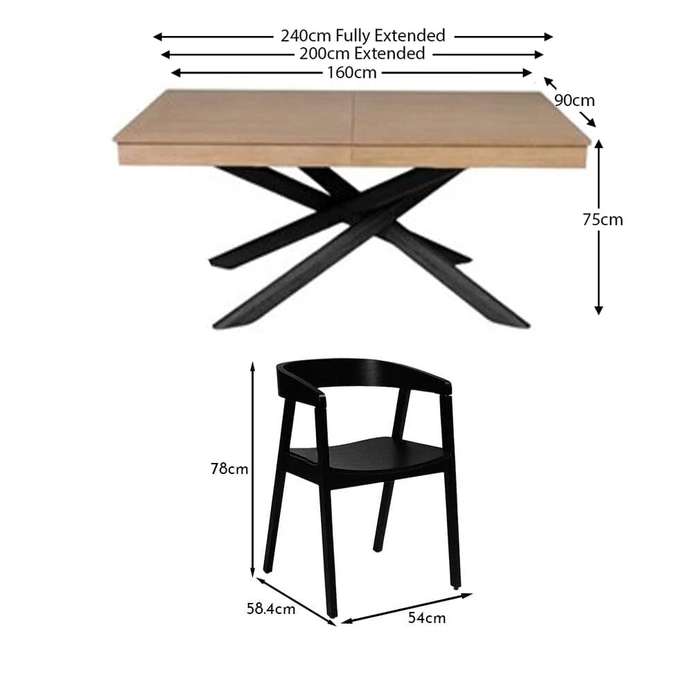 Amelia Whitewash Extendable Dining Table Set - 6 Seater - Ella Black Armchairs - Image 9