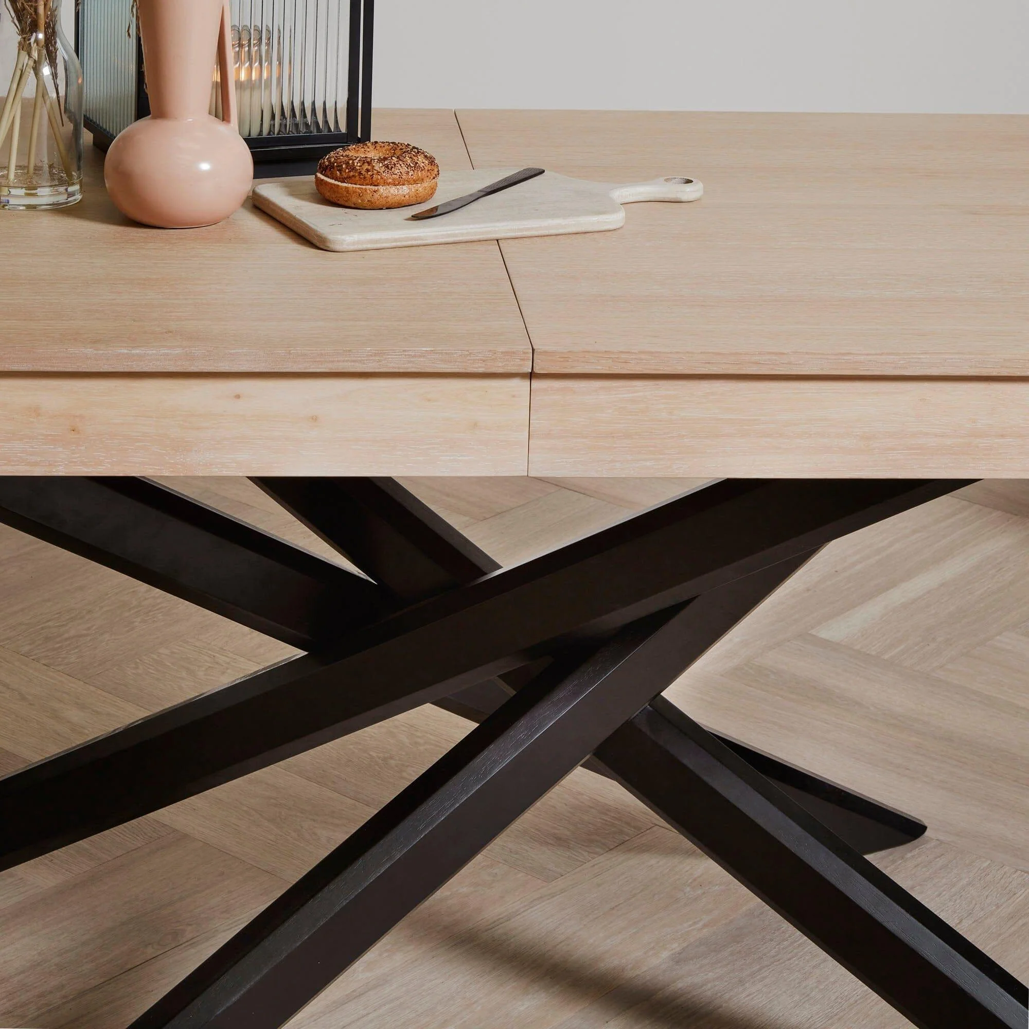 Amelia Whitewash Extendable Dining Table Set - 6 Seater - Ella Pale Oak Armchairs - Image 4