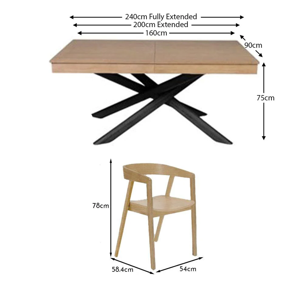 Amelia Whitewash Extendable Dining Table Set - 6 Seater - Ella Pale Oak Armchairs - Image 8