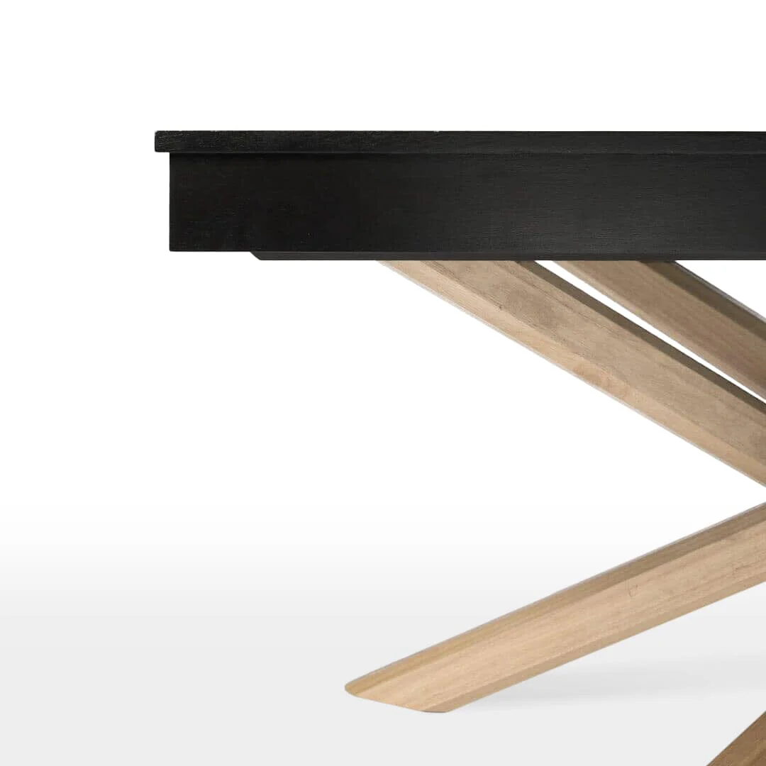 Amelia Black Wood Dining Table - Non Extendable - Whitewash Legs - Image 3