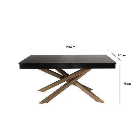 Amelia Black Wood Dining Table - Non Extendable - Whitewash Legs - Image 5