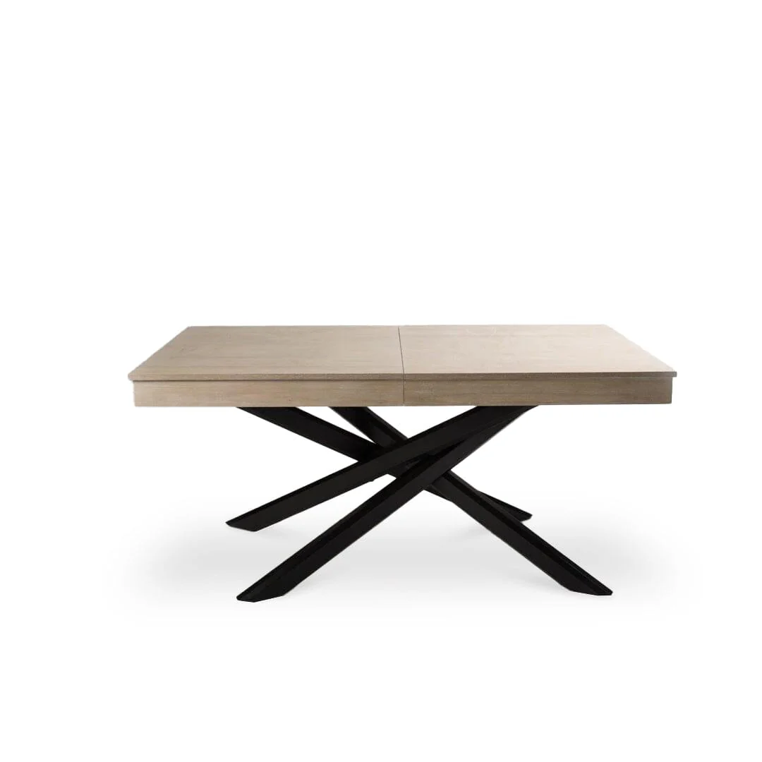 Amelia Whitewash Wood Dining Table - Extendable - Black Legs - Image 13