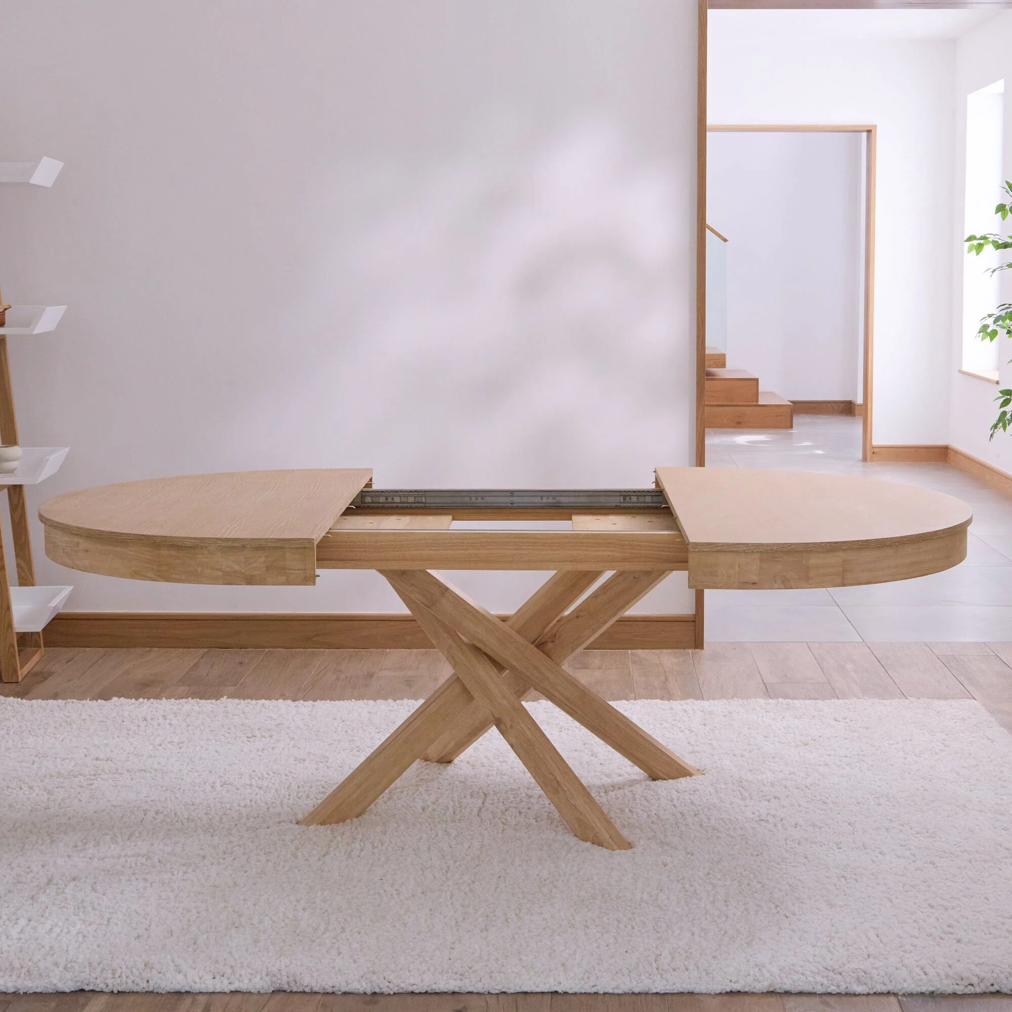Amelia Extendable Whitewash Oval Dining Table Set - 4 Seater - Tilly Dining Chairs - Whitewash Oak Legs - Image 5