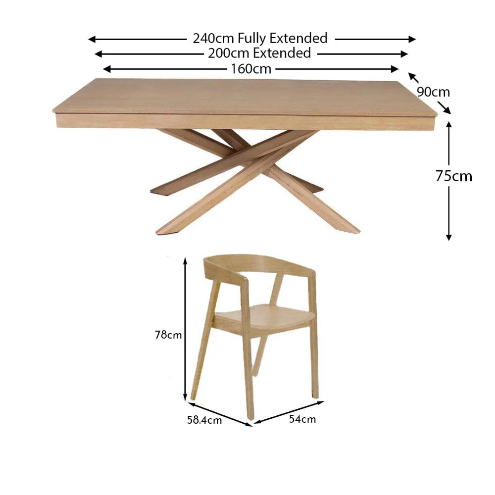 Amelia Whitewash Extendable Dining Table Set - 6 Seater - Ella Pale Oak Armchairs - Image 10