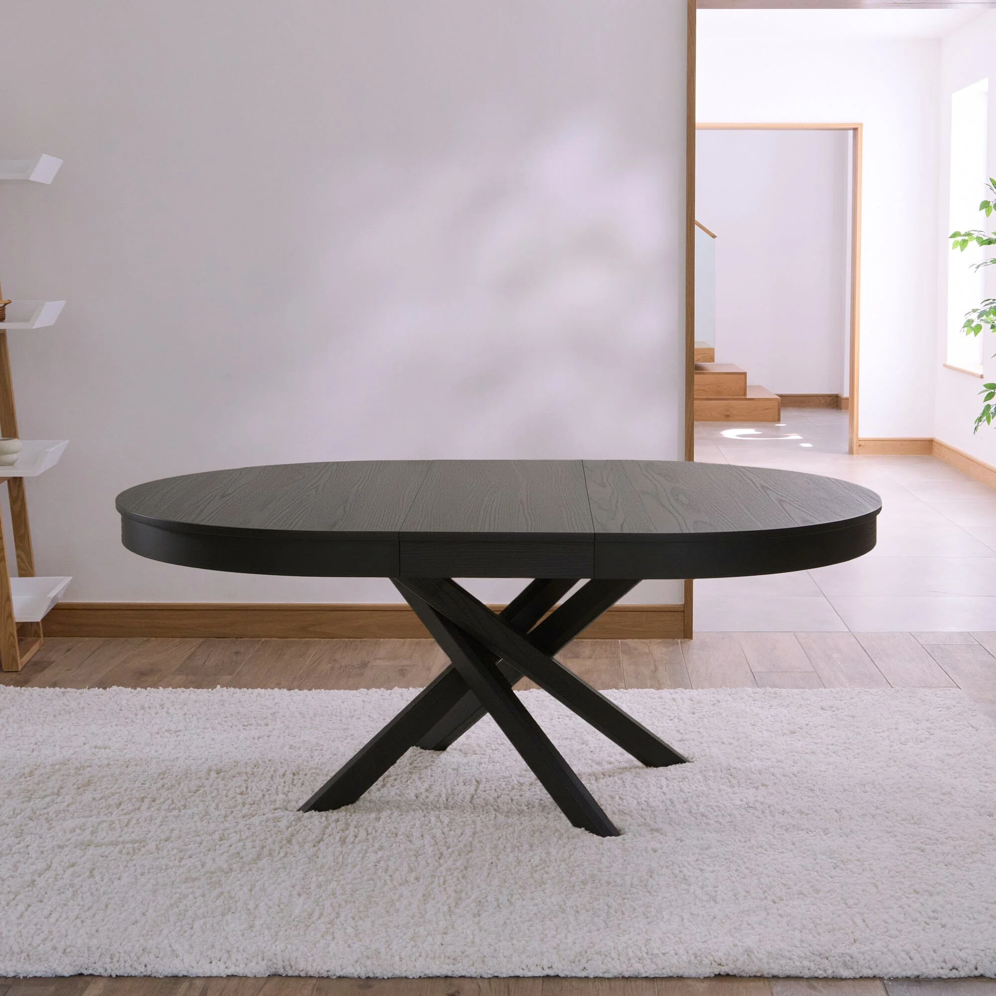 Amelia Black Oak Extendable Oval Dining Table Set - 6 Seater - Ella Black Oak Armchairs - Image 8