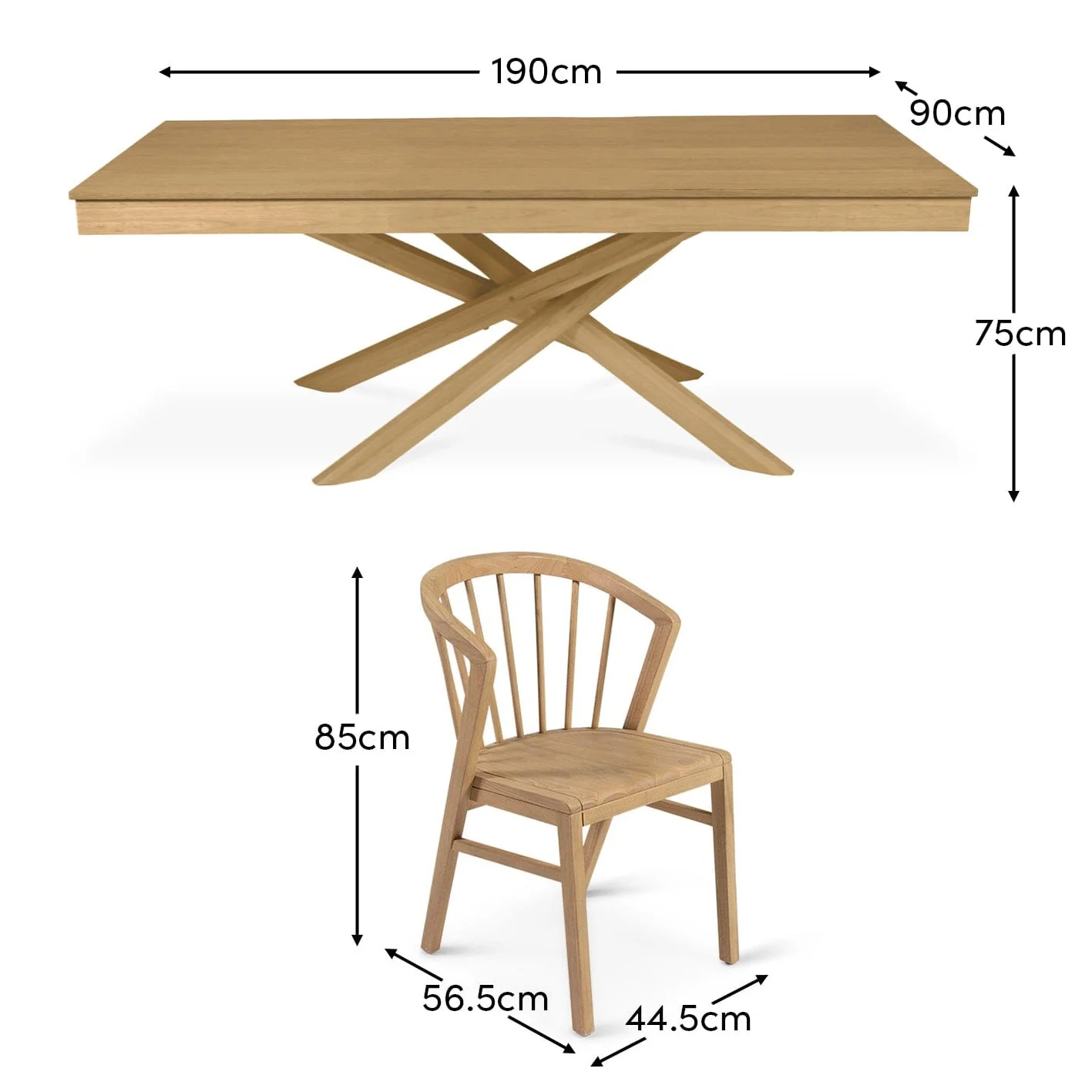 Amelia Pale Oak Dining Table Set - 6 Seater - Mabel Pale Oak Spindle Back Chairs - Image 9