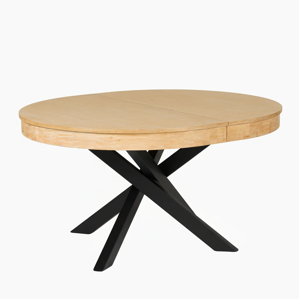 Amelia Pale Oak Extendable Dining Table - Black Legs - Image 5