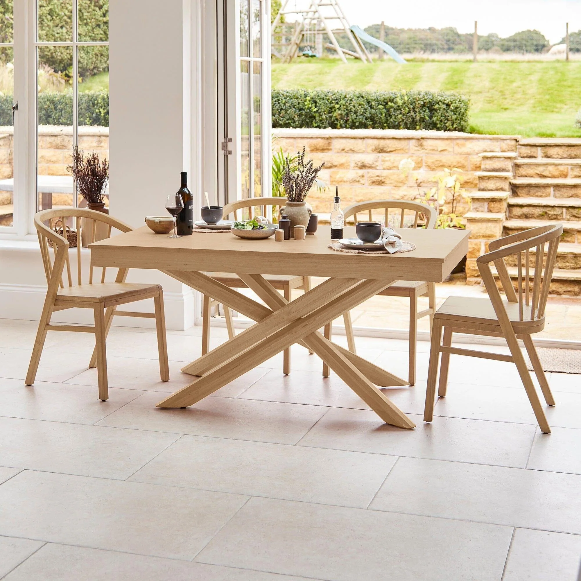 Amelia Pale Oak Wood Dining Table - Non Extendable - Pale Oak Legs - Image 2