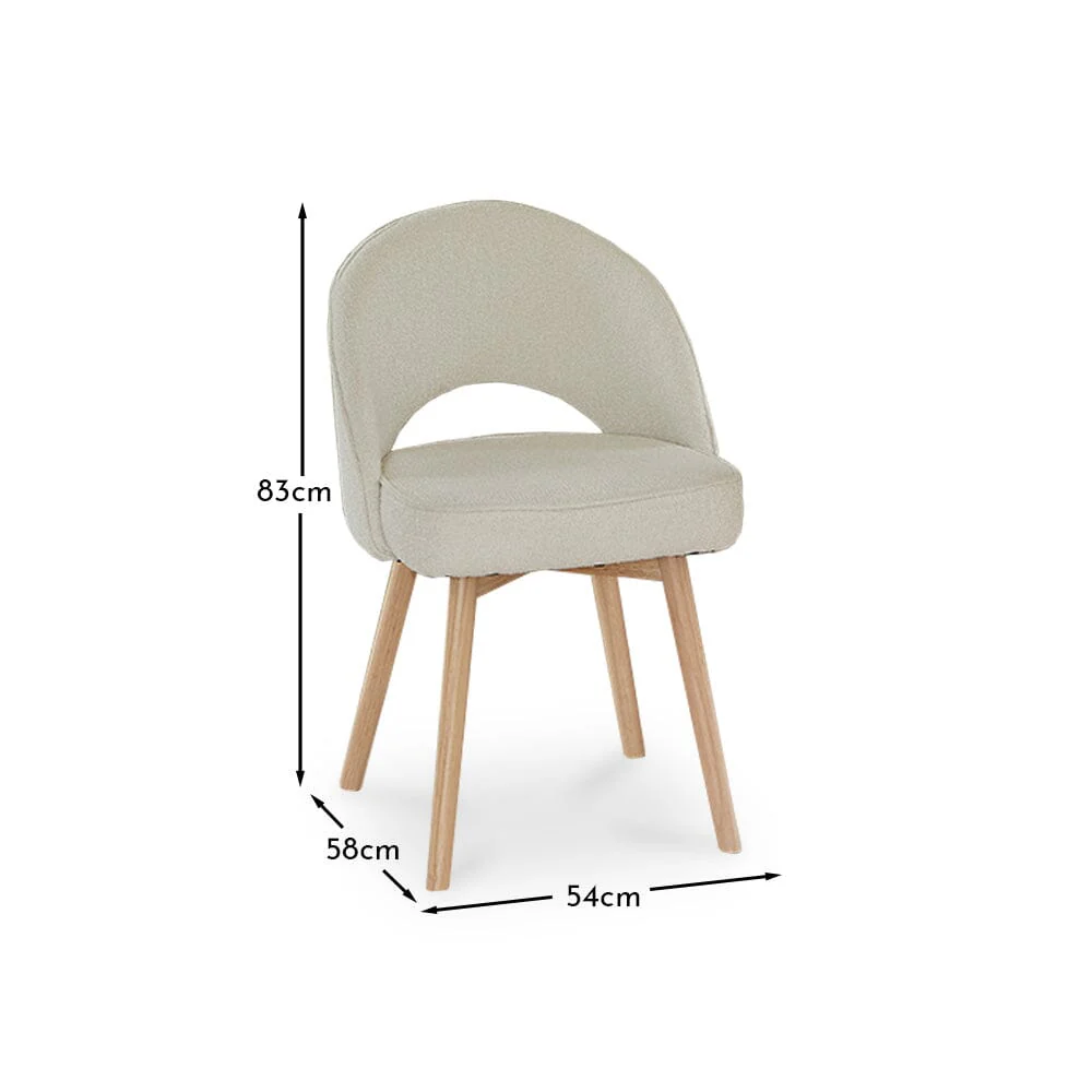 Amelia Whitewash Dining Table Set - 6 Seater - Marilyn Boucle Dining Chairs - Whitewash Legs - Image 10