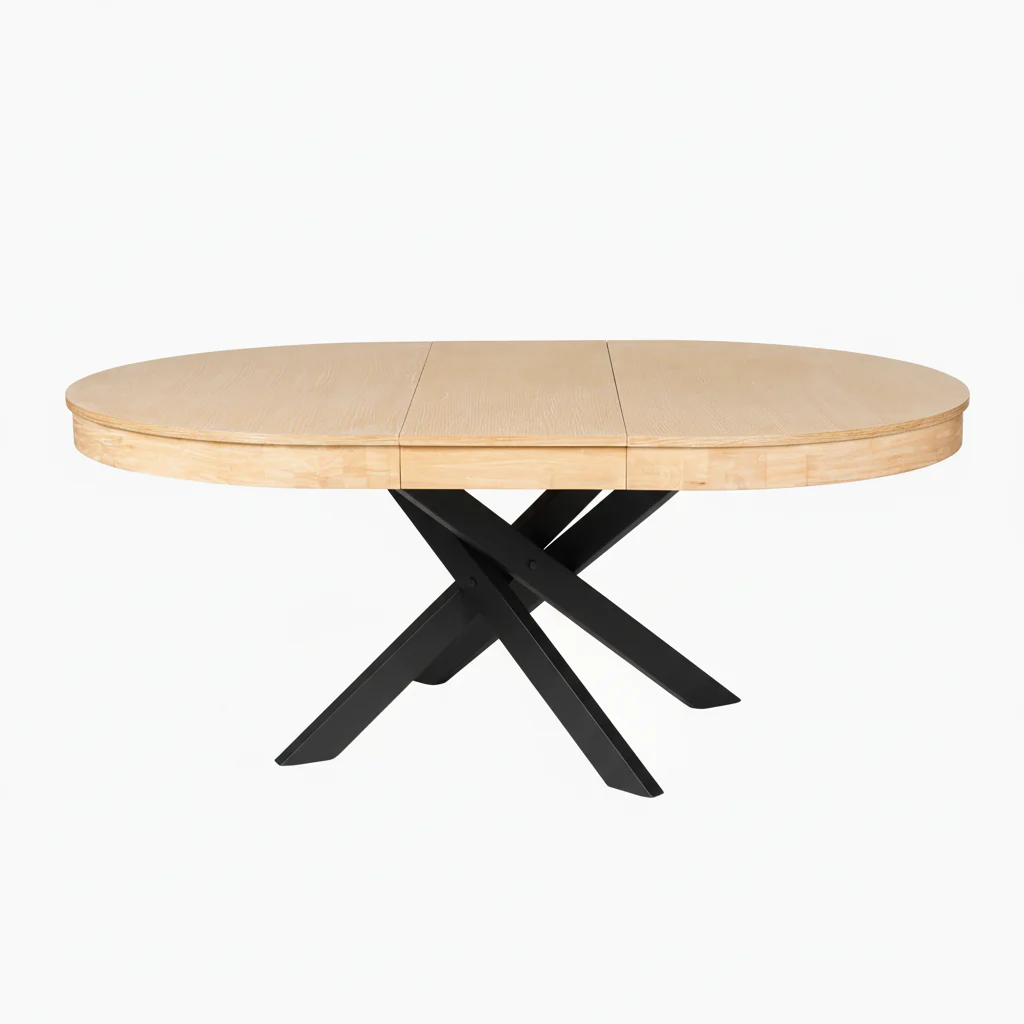 Amelia Whitewash Extendable Dining Table - Black Legs - Image 5