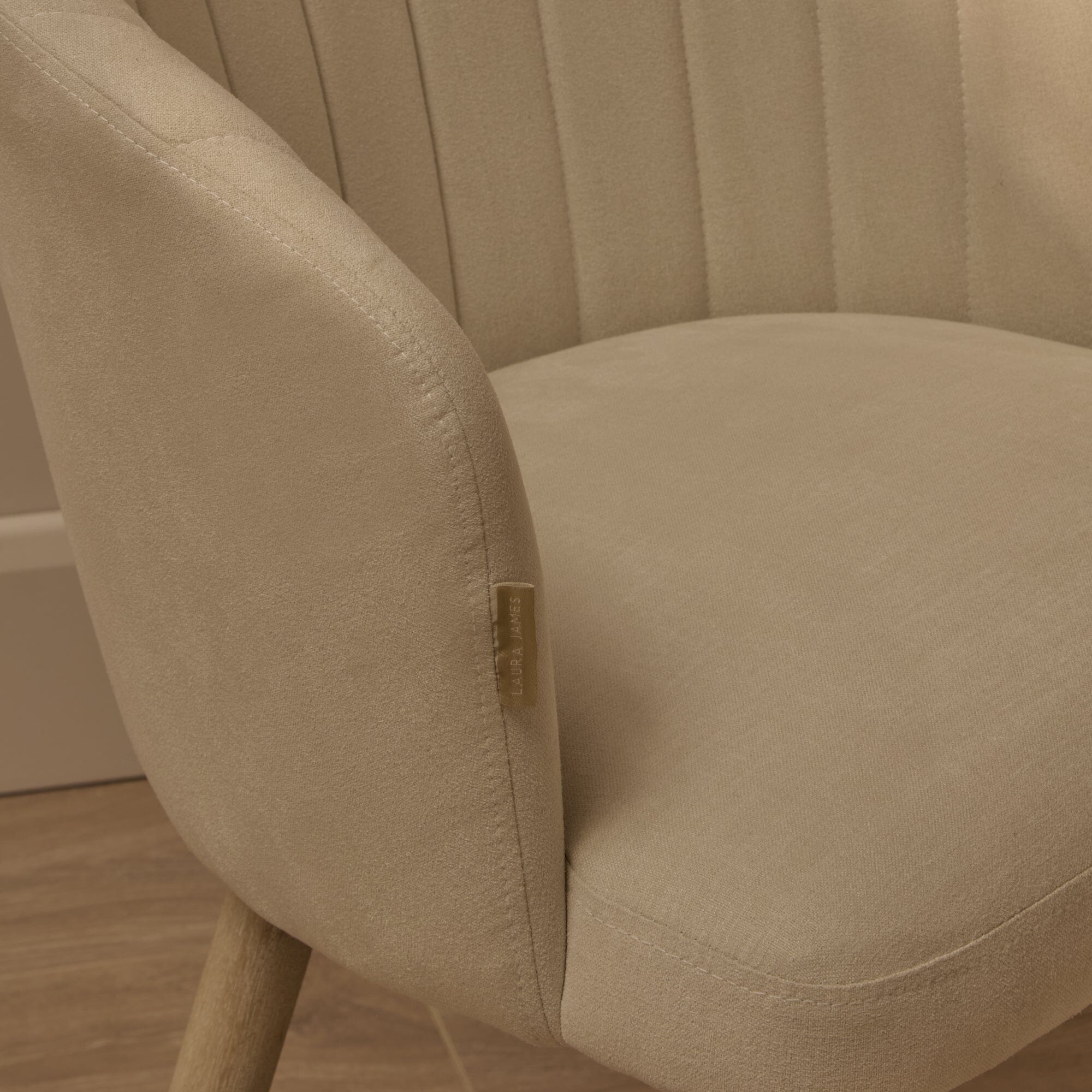 Arabella Natural Beige Dining Chair - Set of 2 - Whitewash Oak Legs - Image 2