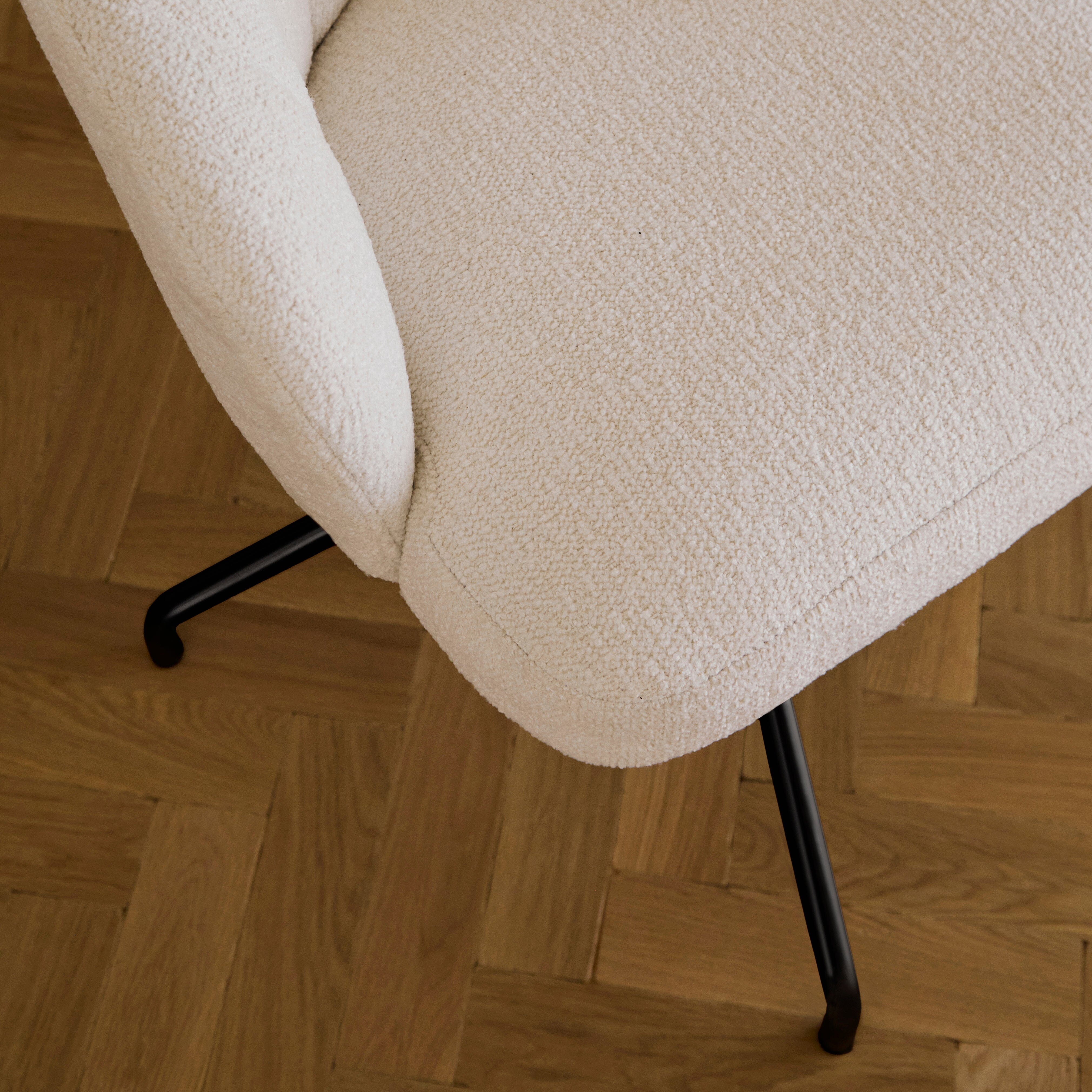 Arabella Office Swivel Chair - Light Beige Boucle with Black Legs - Image 3