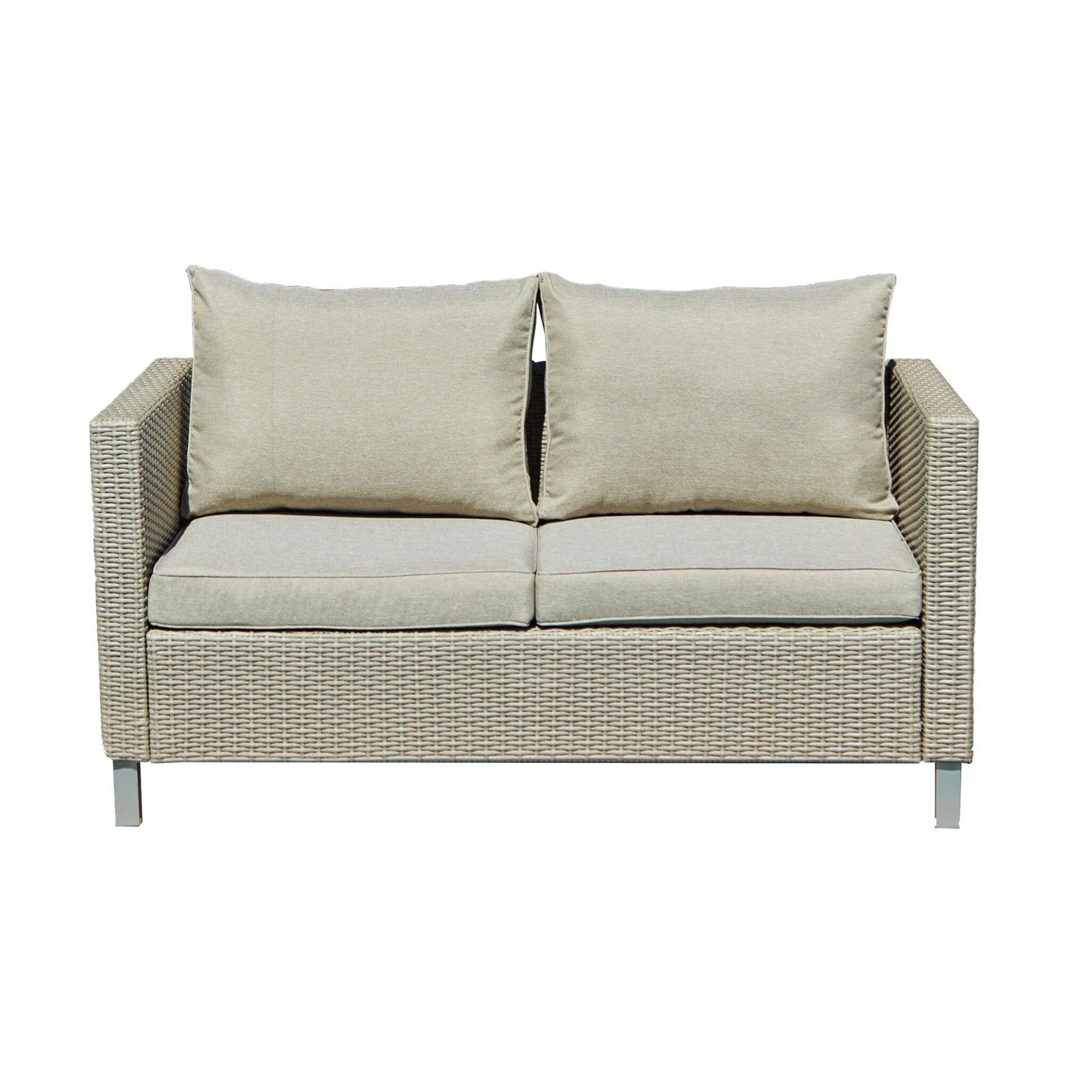 Aria 2 Seater Rattan Garden Sofa - Light Grey - Image 5
