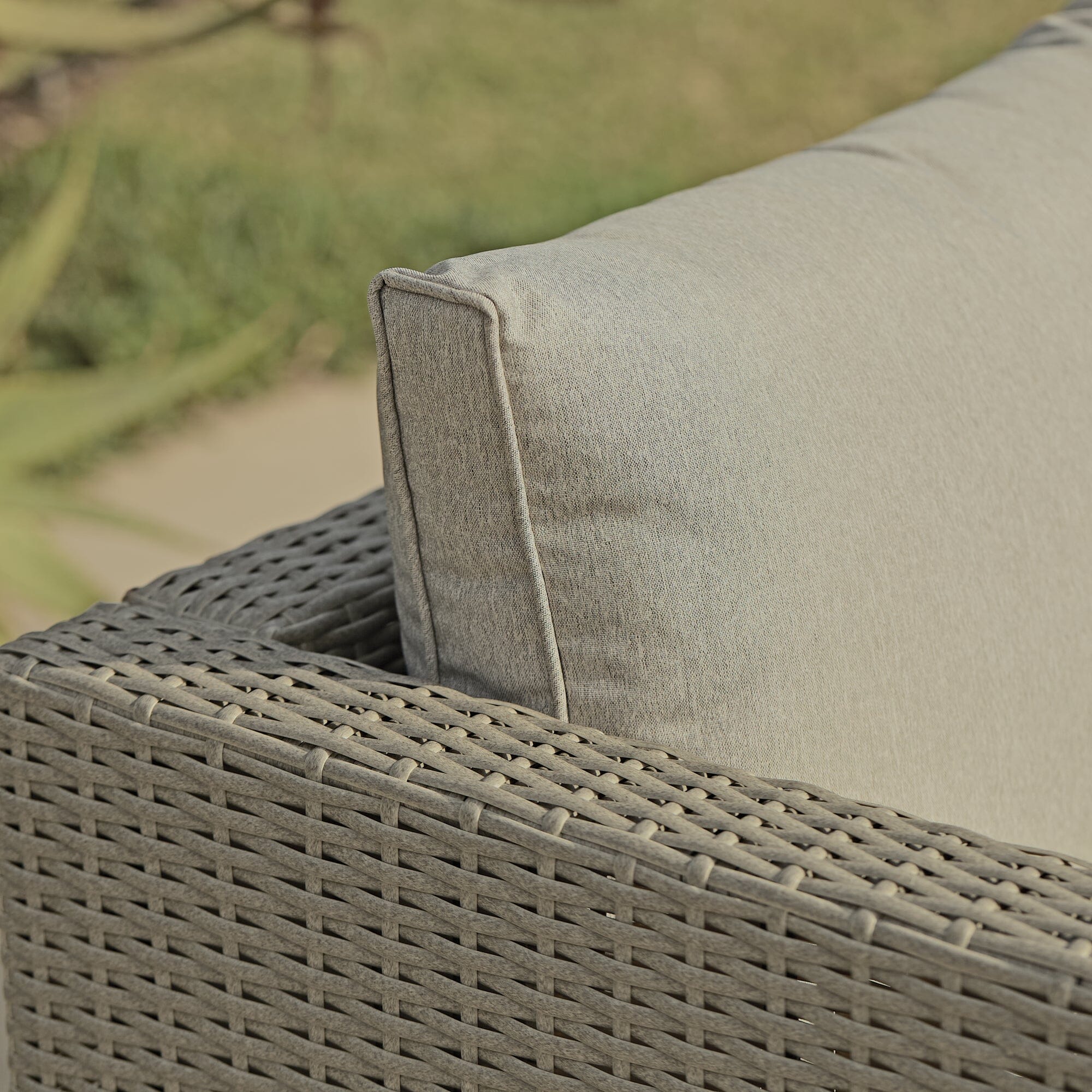 Aria 6 Seater Rattan Corner Sofa Garden Set with Raised Dining Coffee Table - Grey - Image 3