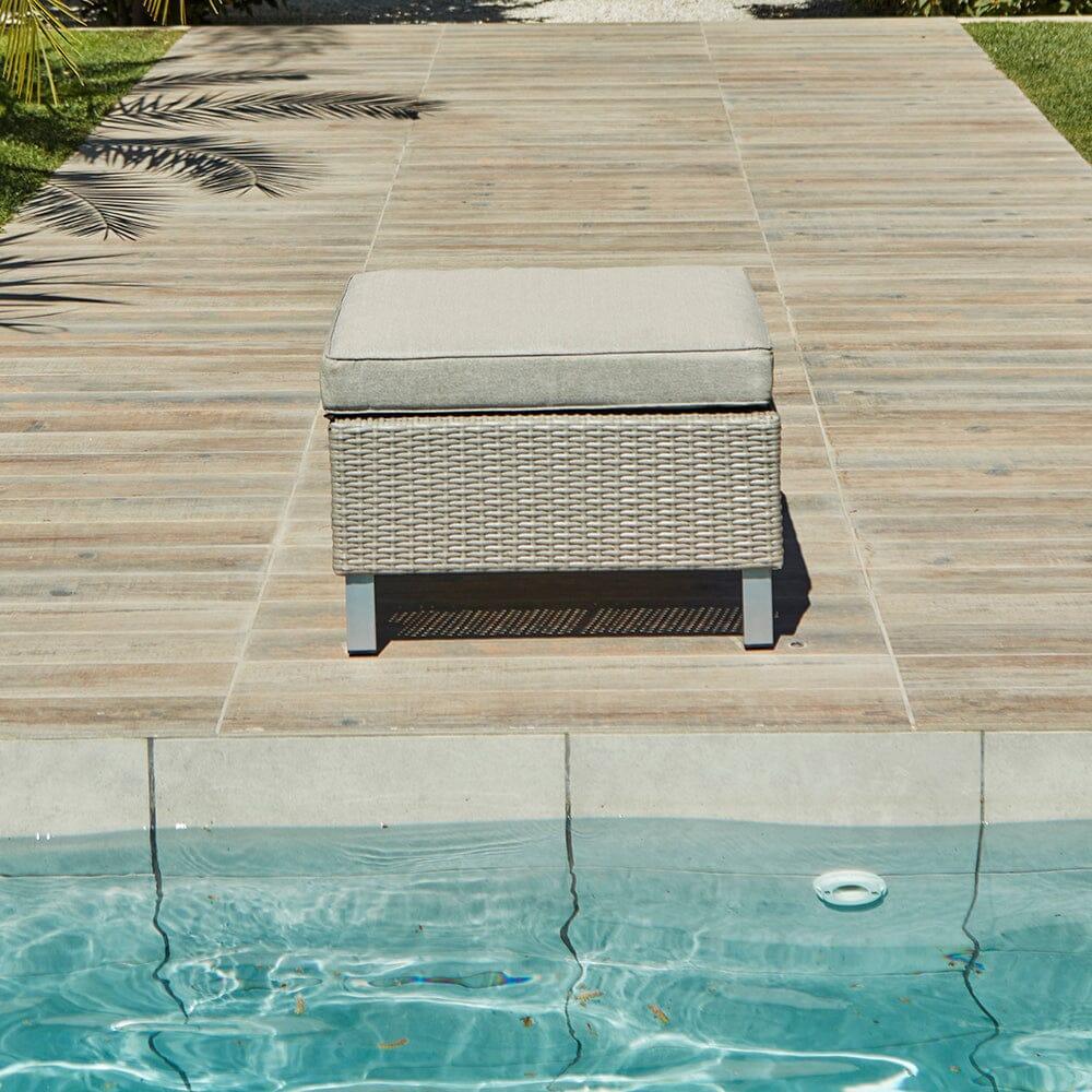 Aria 3 Seater Rattan Sofa Set with Footstool and Coffee Table - Light Grey - Image 6