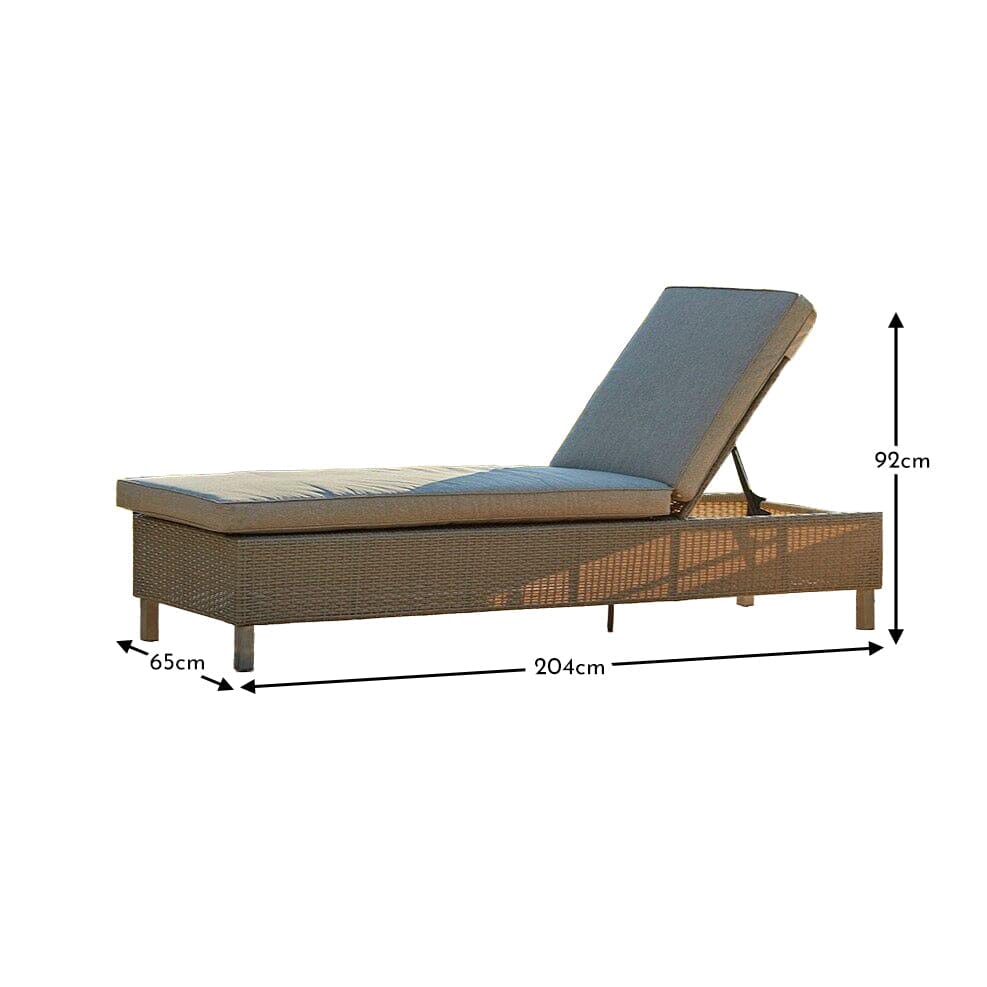 Aria Rattan Garden Sun Lounger - Light Grey - Image 8