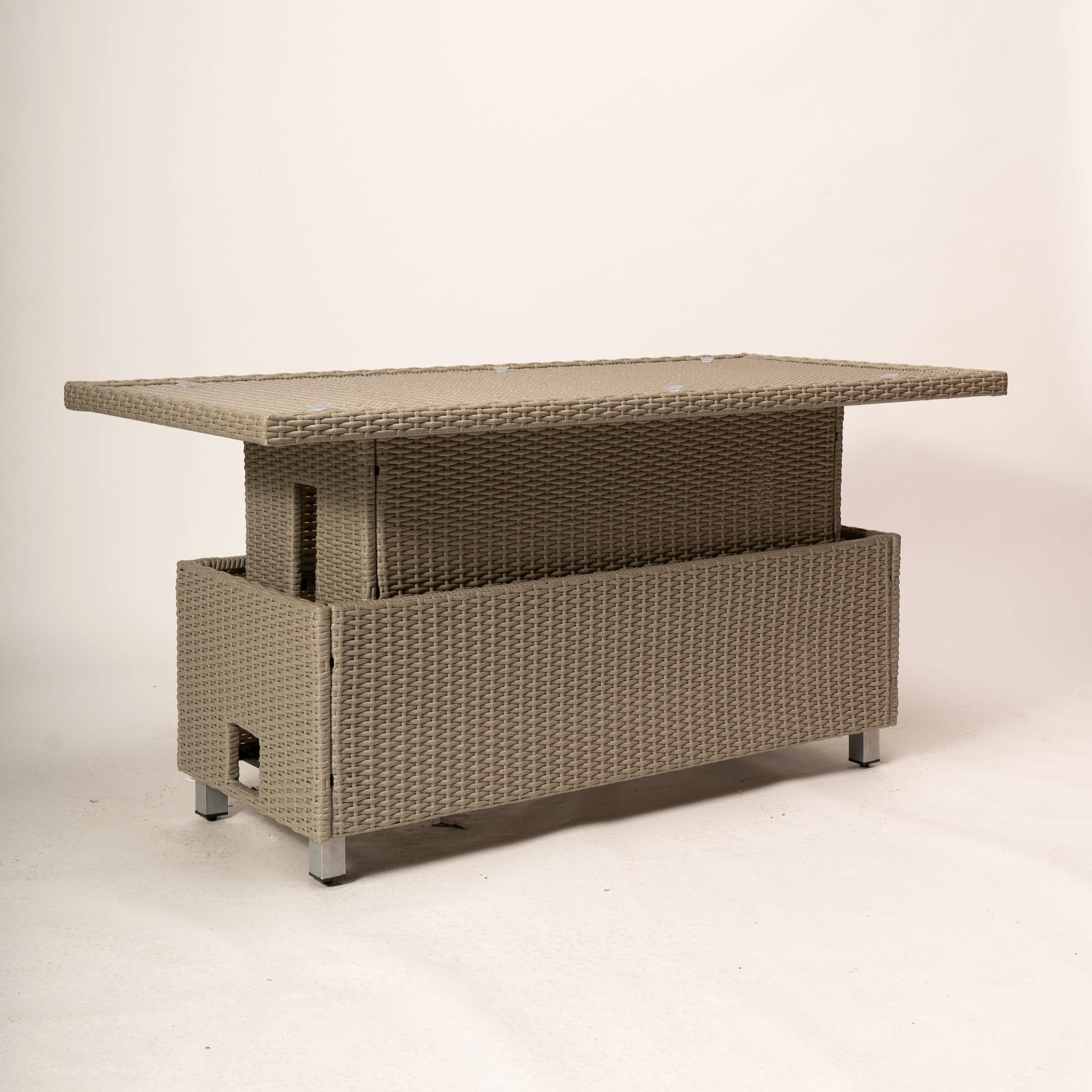 Aria Rattan Garden Raising Coffee Table - Light Grey - Image 8
