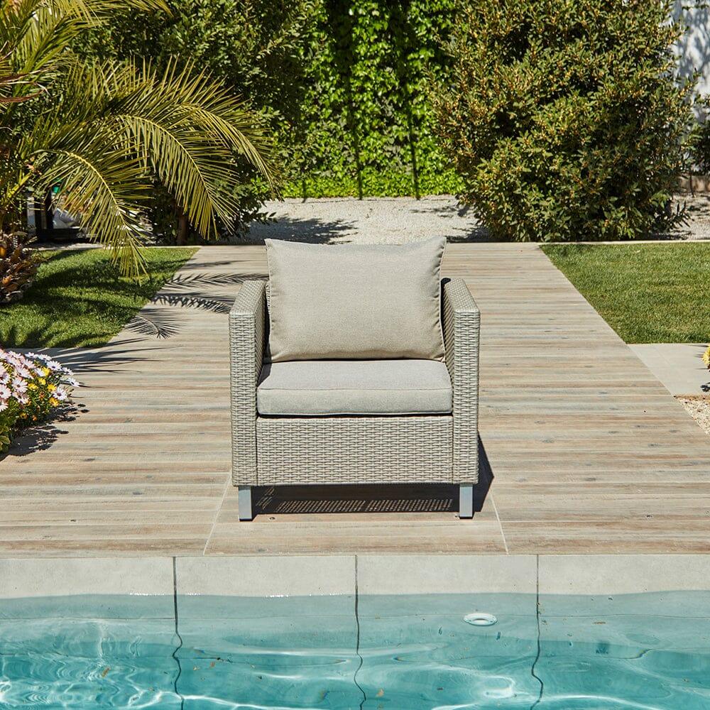 Aria 7 Seater Rattan Garden Sofa Set with Footstool & Coffee Table - Light Grey - Image 6