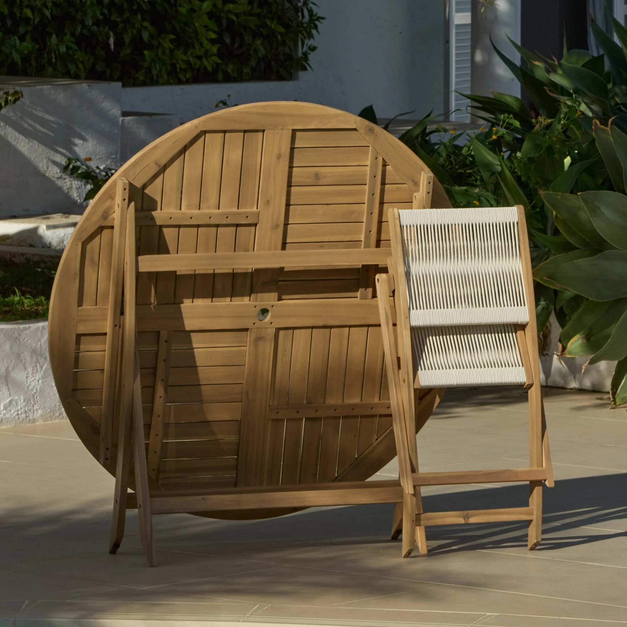 Ashby 6 Seater White Acacia Garden Dining Set with Cove Beige Rope Chairs - 160cm - Image 10