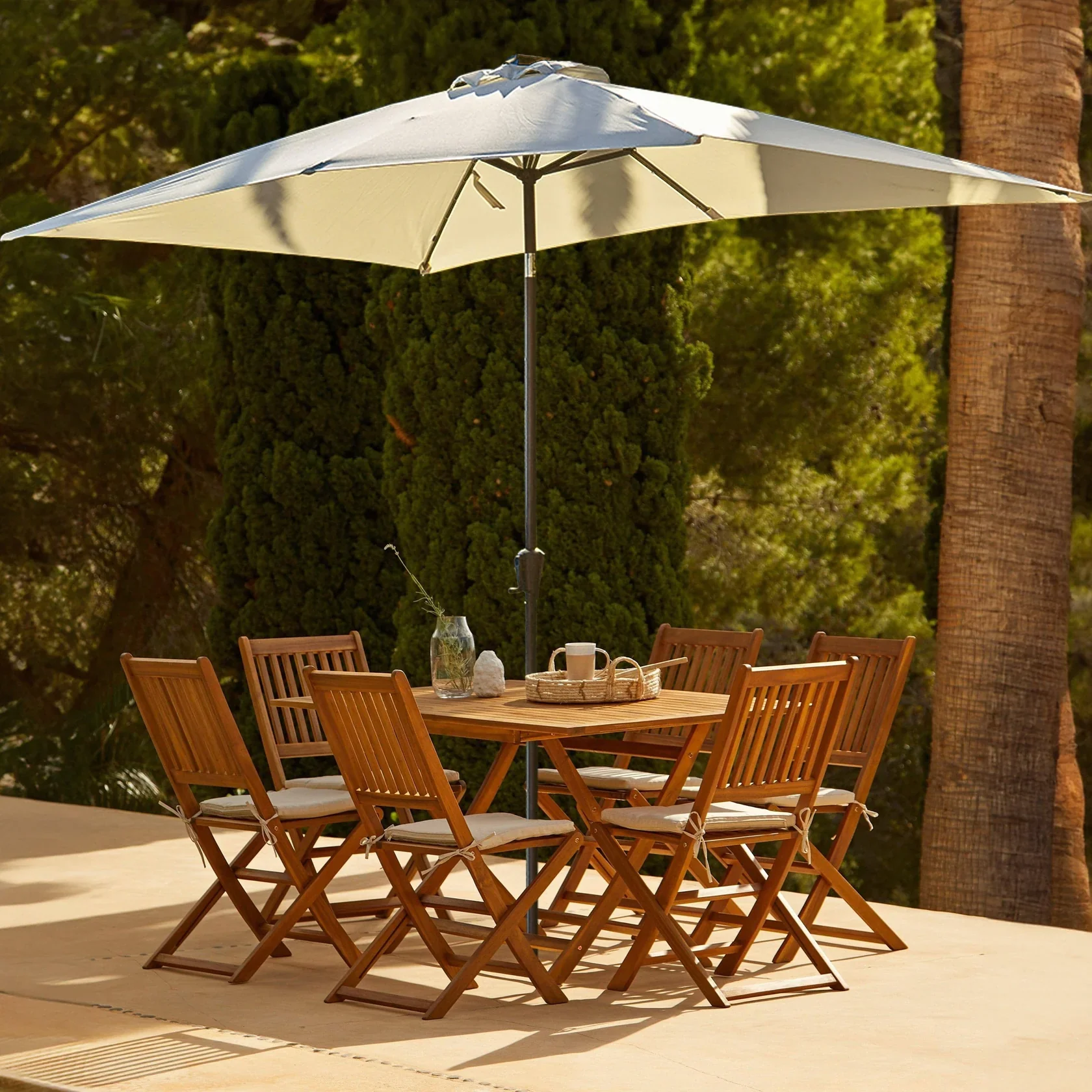 Ashby 6 Seater Wooden Rectangular Garden Dining Set - 150cm - Image 2