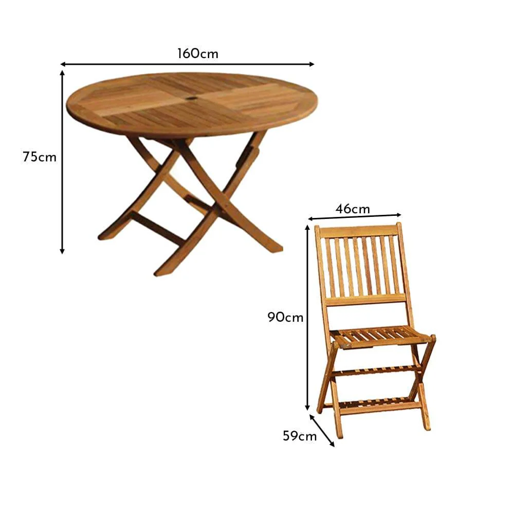 Ashby 8 Seater Wooden Round Garden Dining Set with Grey Parasol - 160cm - Image 15