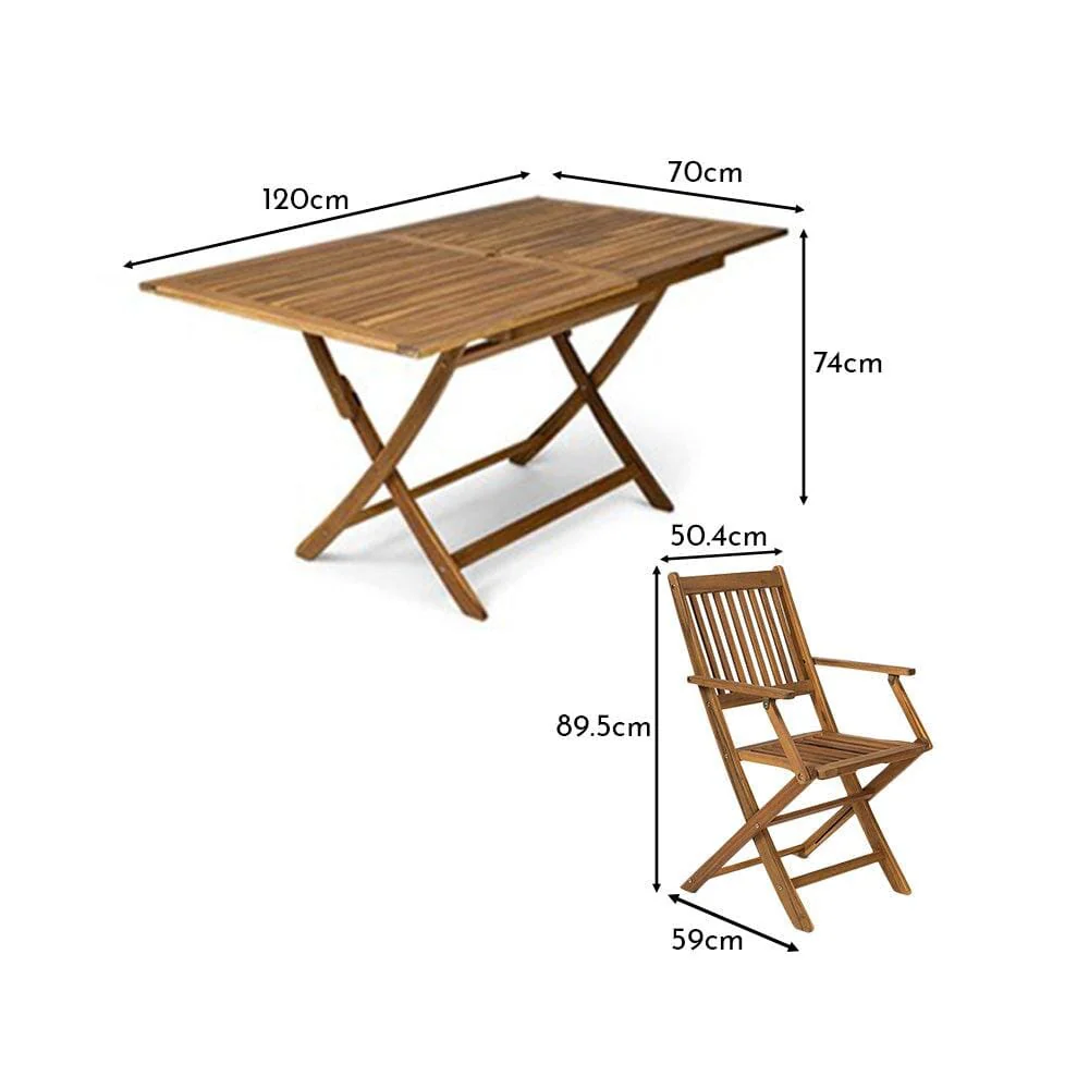 Ashby 4 Seater Wooden Rectangular Garden Armchair Dining Set with Grey Parasol - 120cm - Image 10