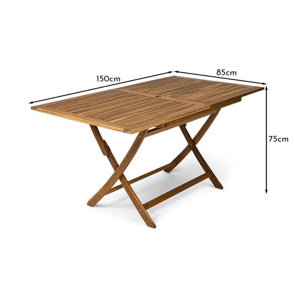 Ashby 6 Seater Wooden Rectangular Folding Dining Table - 150cm - Image 11