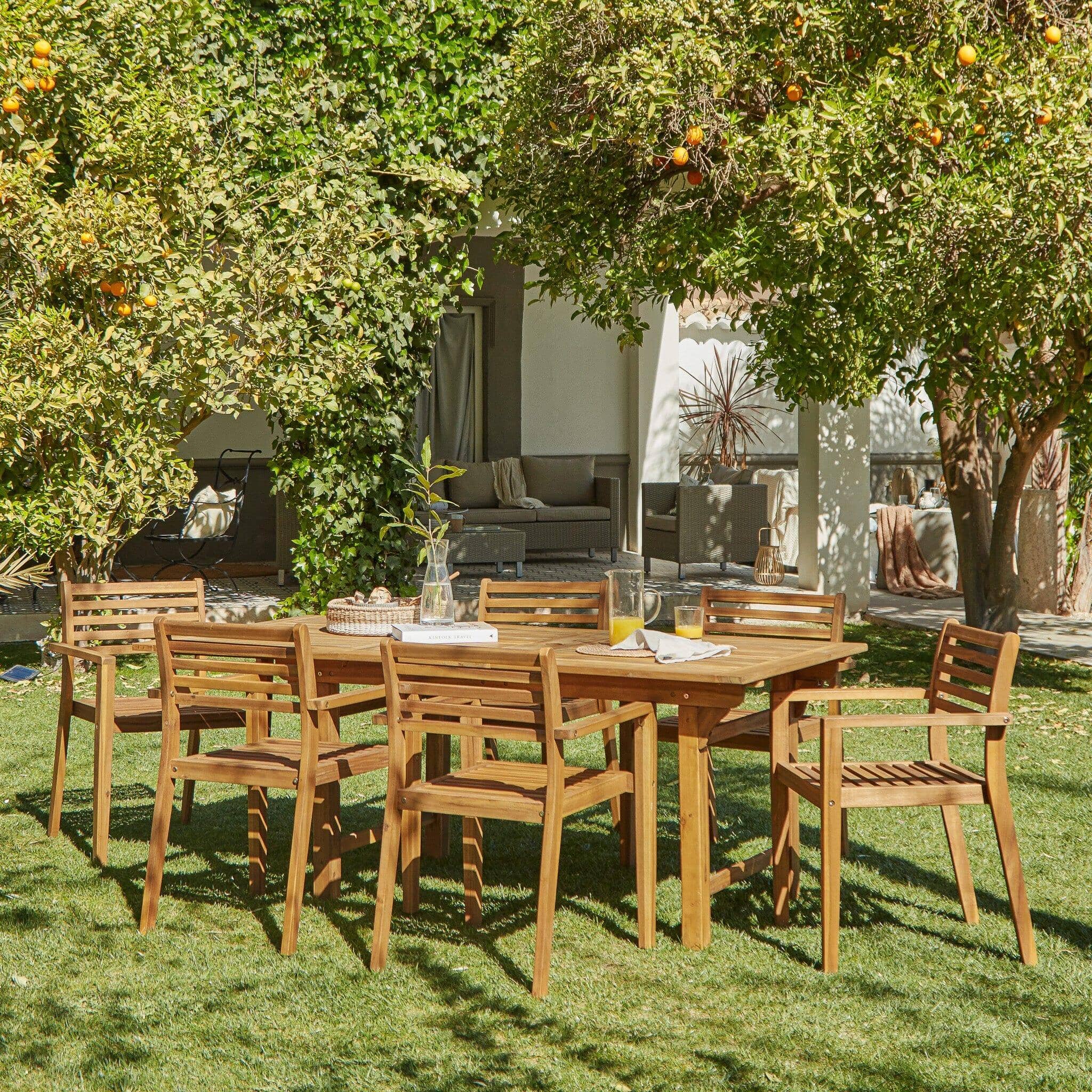 Aspen 6 Seater Wooden Extendable Garden Dining Set with Cushions - Image 2