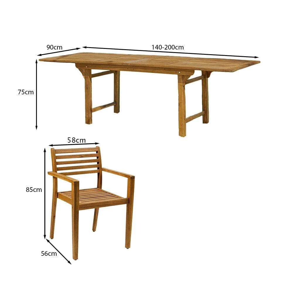 Aspen 6 Seater Wooden Extendable Garden Dining Set with Cushions - Grey LED Premium Parasol - Image 15