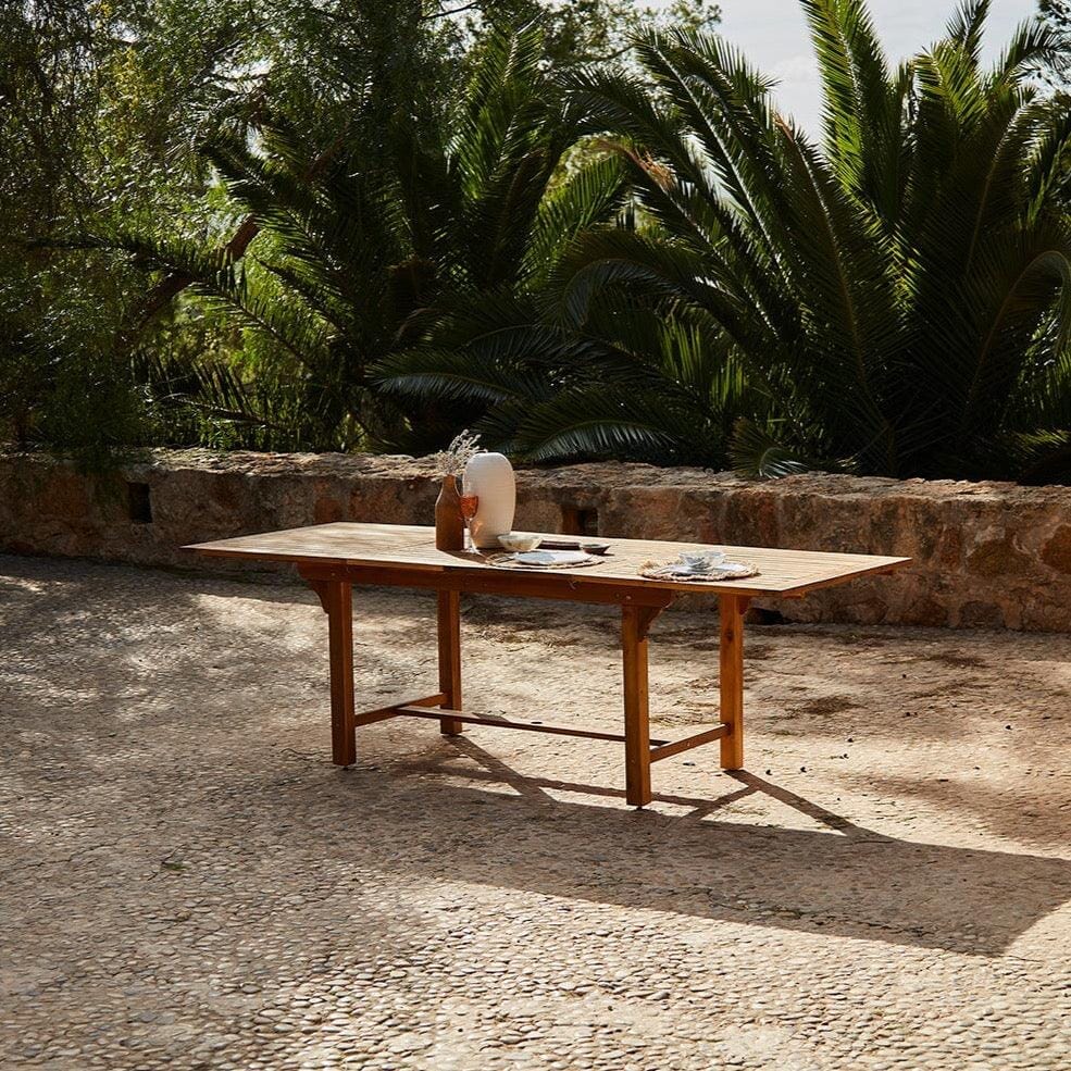 Aspen 6 Seater Wooden Extendable Garden Dining Set with Grey LED Premium Parasol  - 160cm to 240cm - Image 3