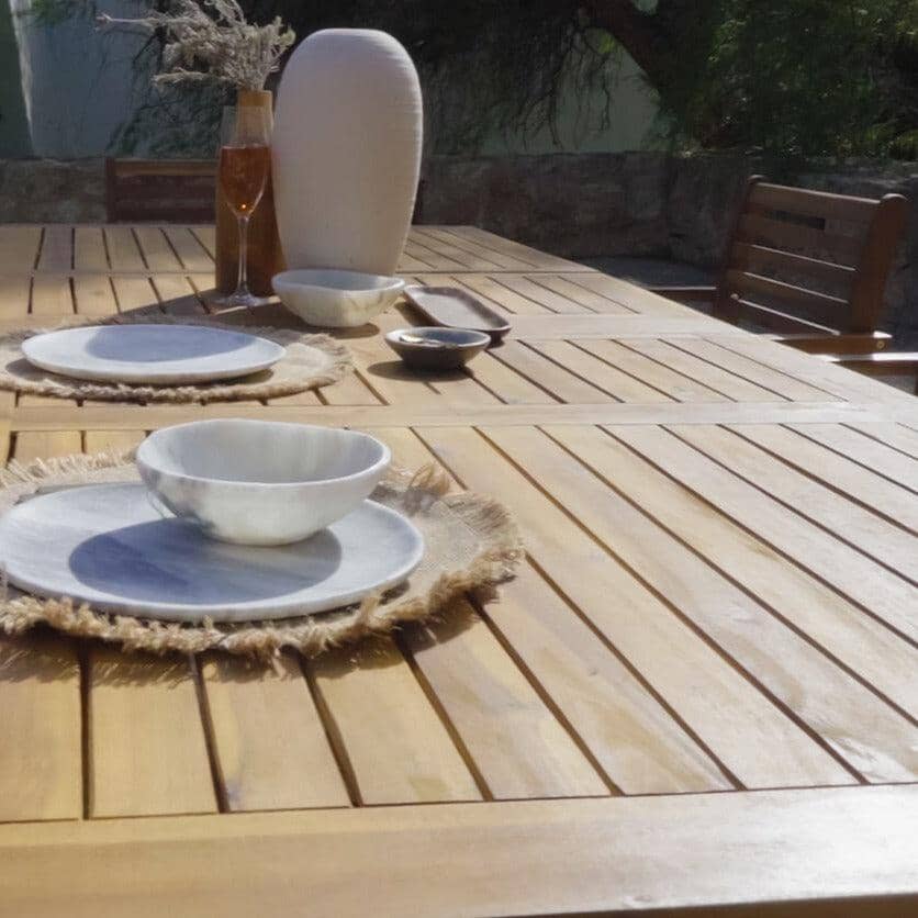 Aspen 8 Seater Wooden Extendable Garden Dining Set - Cream Parasol - Image 9